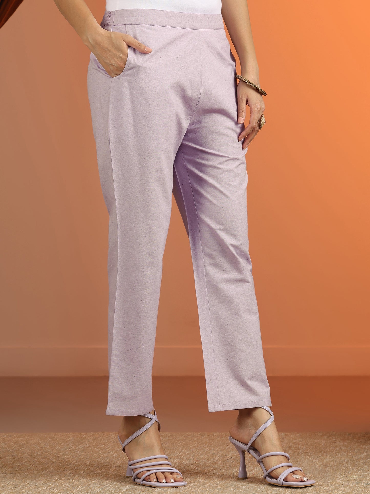 Purple Embroidered Cotton Blend Straight Suit Set With Dupatta