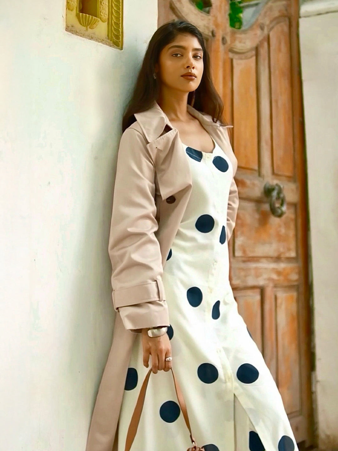 Off White Printed Cotton A-Line Kurta Set