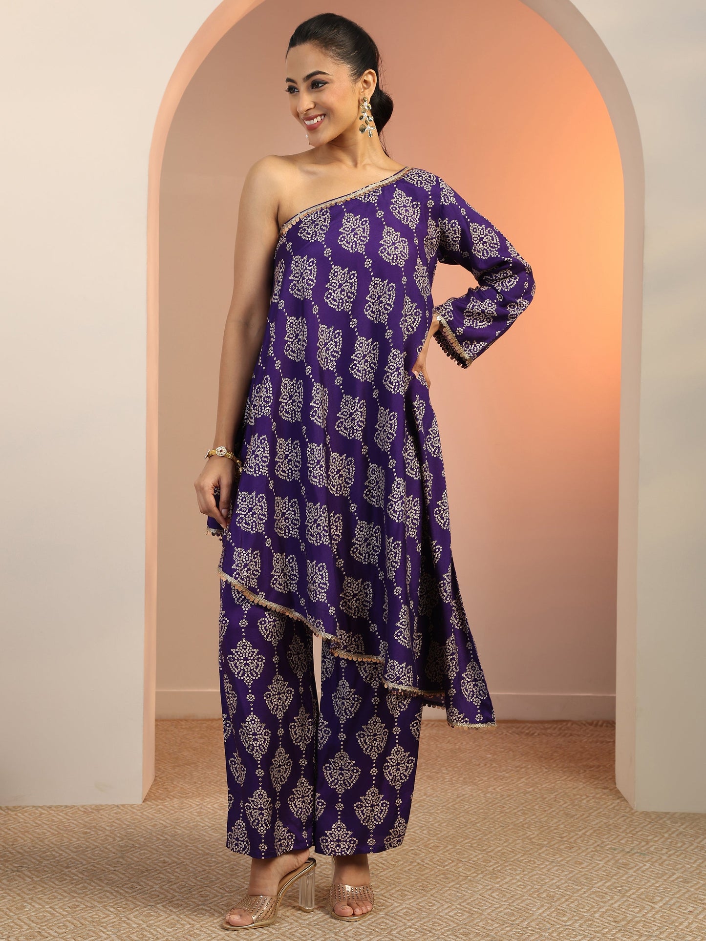 Purple Printed Rayon Co-Ord Sets