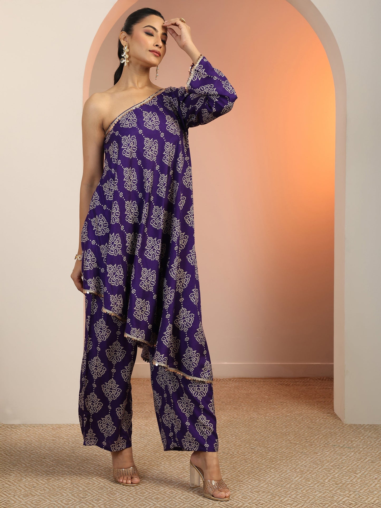 Purple Printed Rayon Co-Ord Sets