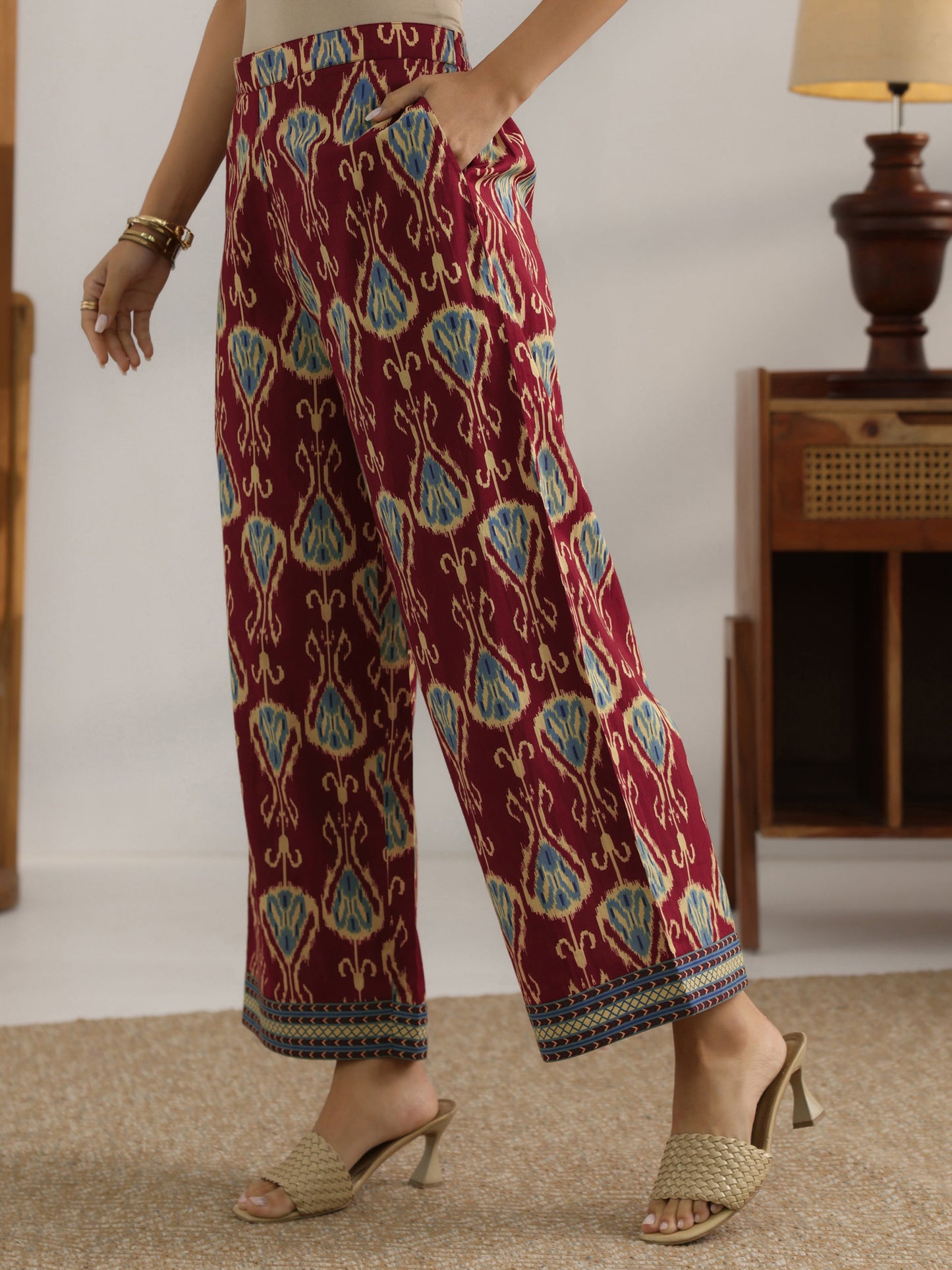 Maroon Printed Cotton Co-Ord Sets