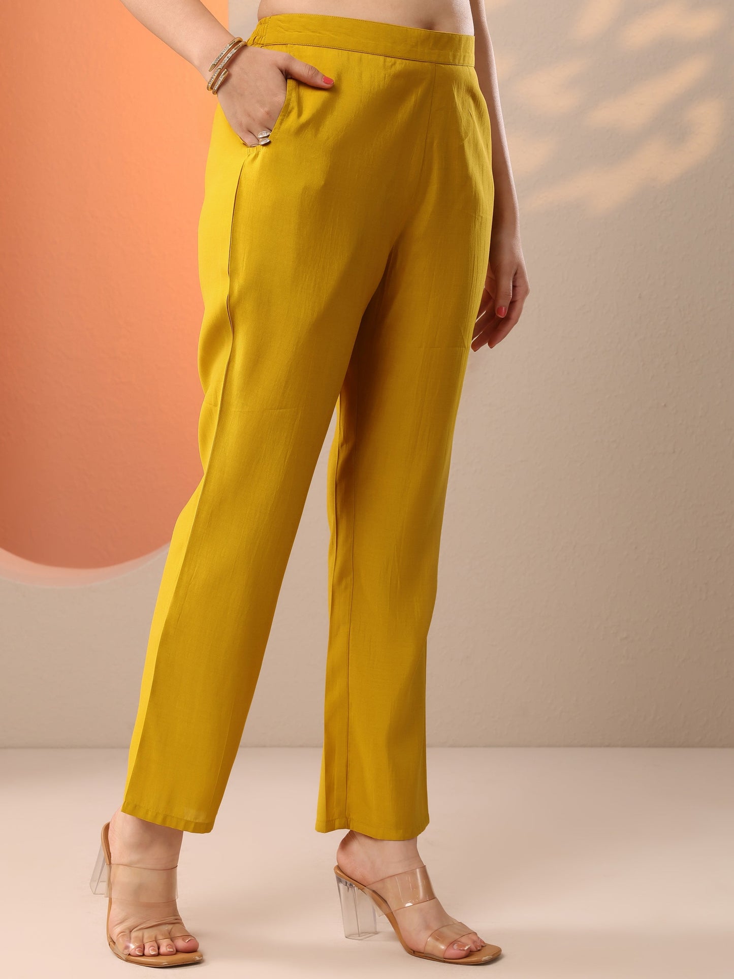 Mustard Printed Silk Blend Straight Suit Set With Dupatta