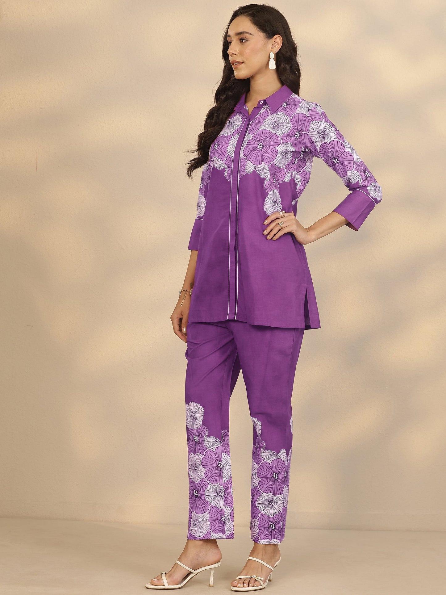 Purple Printed Cotton Co-Ord Sets