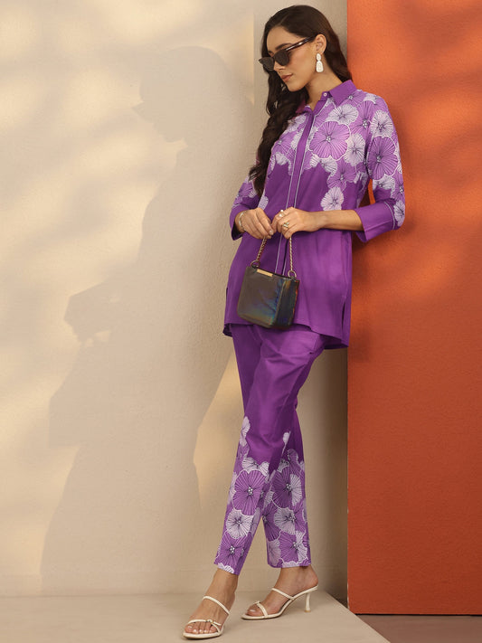 Purple Printed Cotton Co-Ord Sets