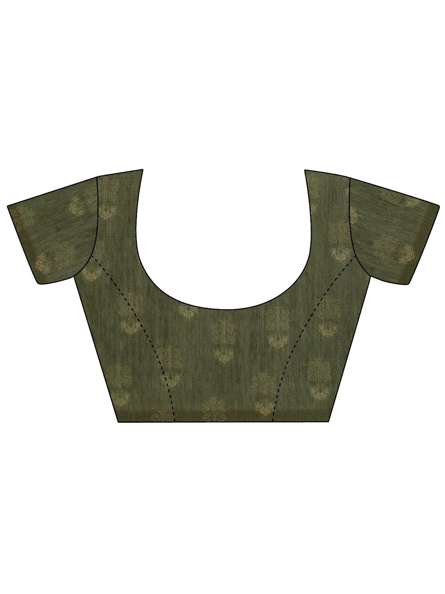 Green Printed Silk Saree With Unstitched Blouse Piece