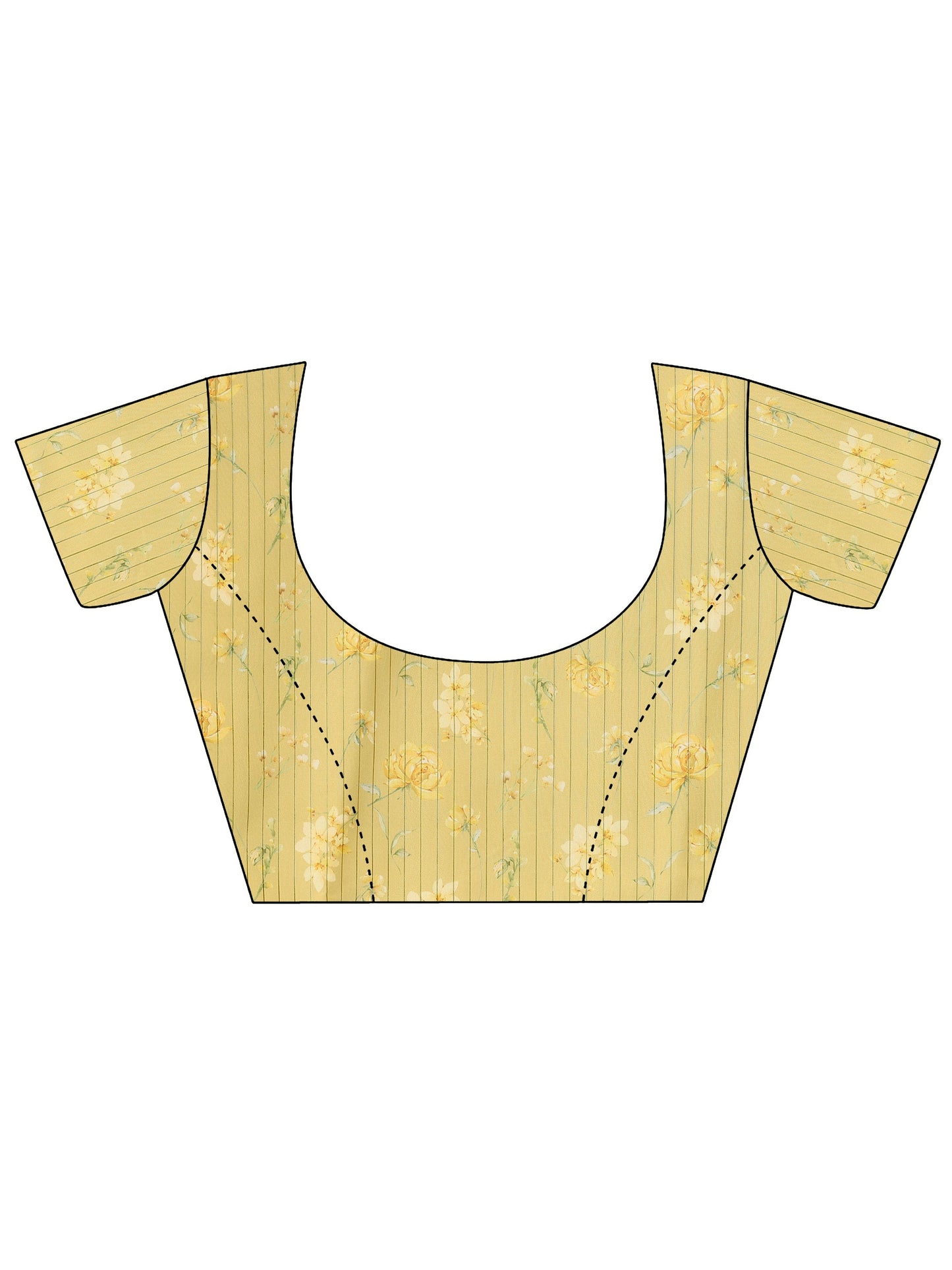 Yellow Printed Organza Saree With Unstitched Blouse Piece