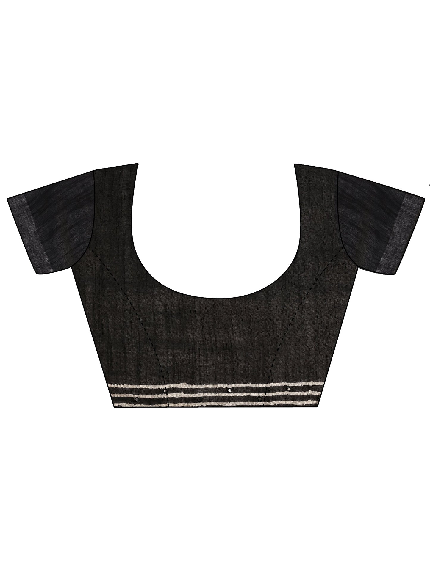 Black Printed Cotton Saree With Unstitched Blouse Piece