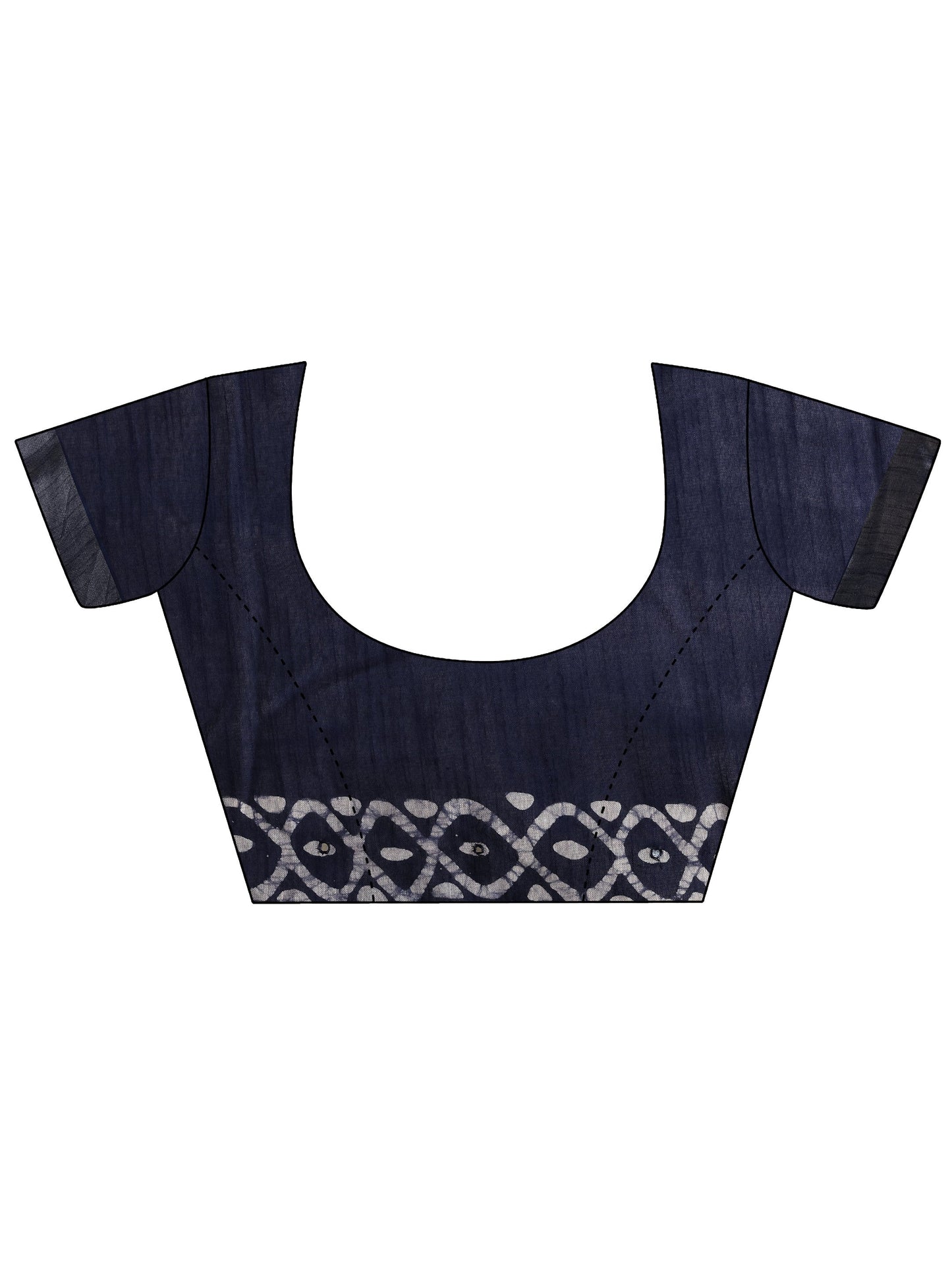 Blue Printed Cotton Saree With Unstitched Blouse Piece