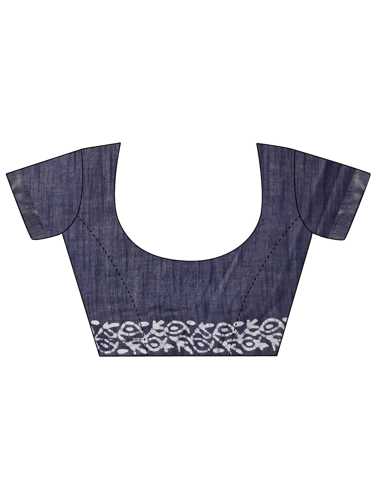 Blue Printed Cotton Saree With Unstitched Blouse Piece