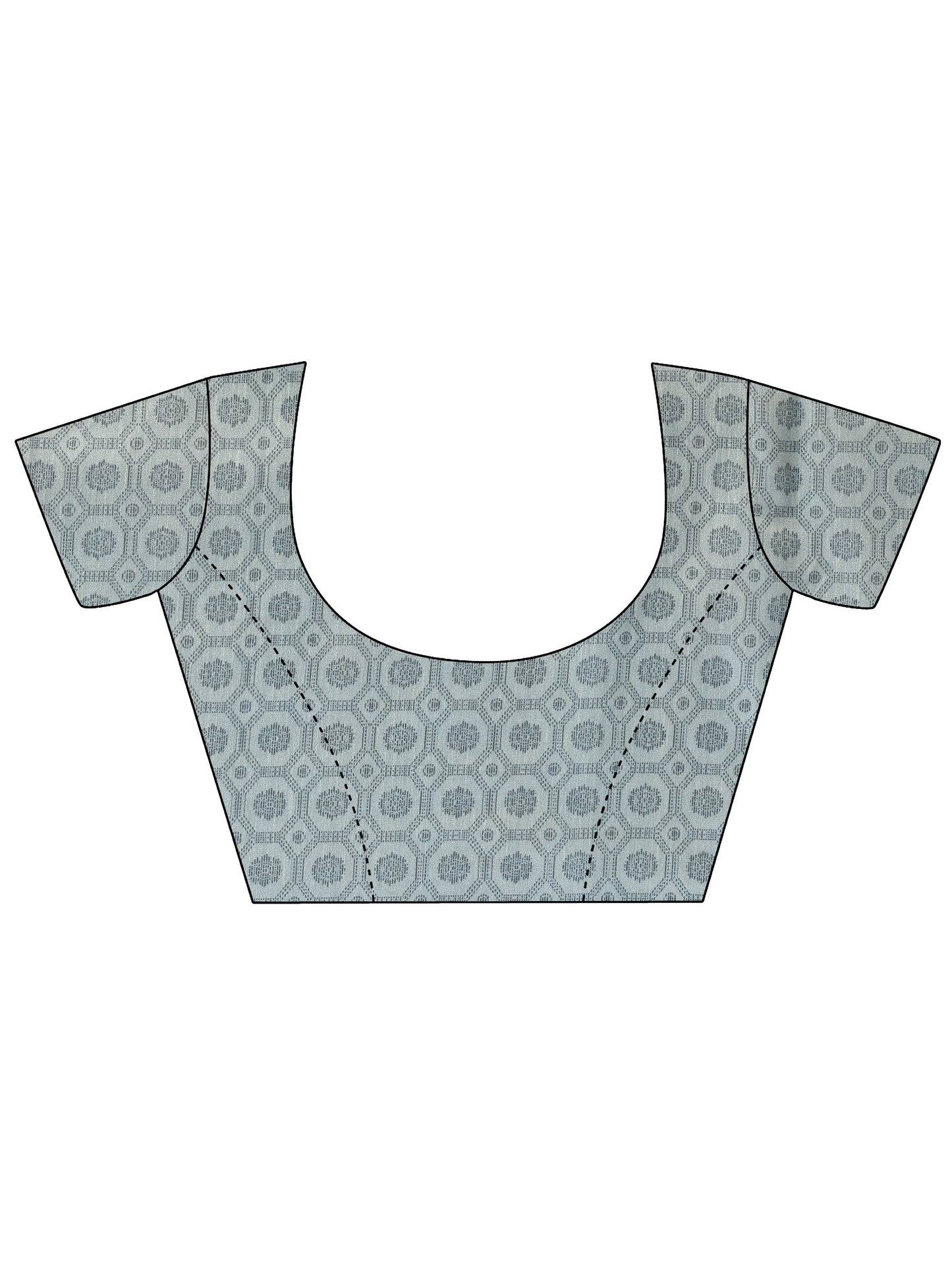 Blue Printed Silk Blend Saree With Unstitched Blouse Piece