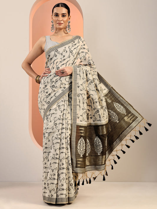 Green Woven Cotton Blend Saree With Unstitched Blouse Piece