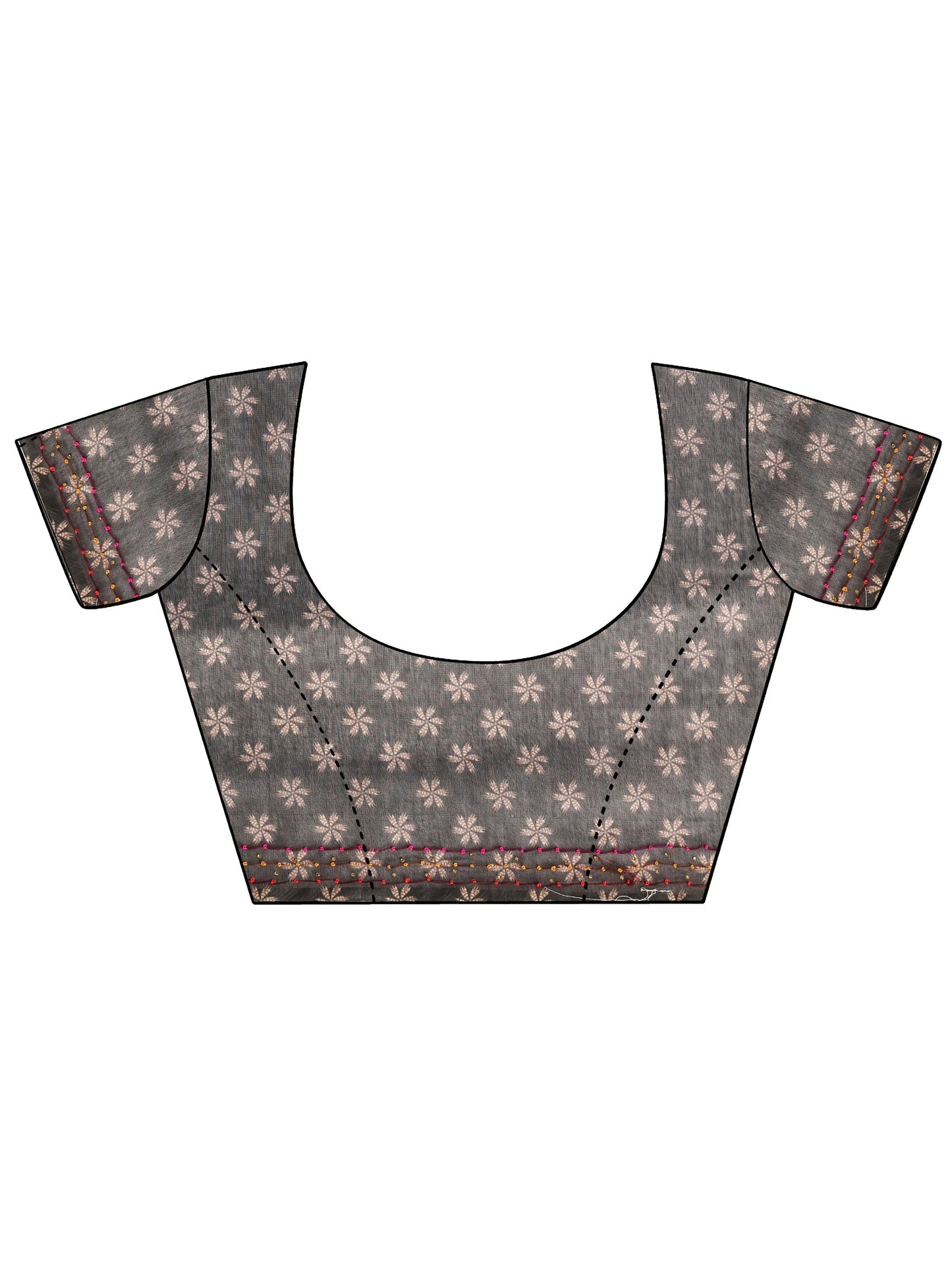 Green Printed Silk Blend Saree With Unstitched Blouse Piece