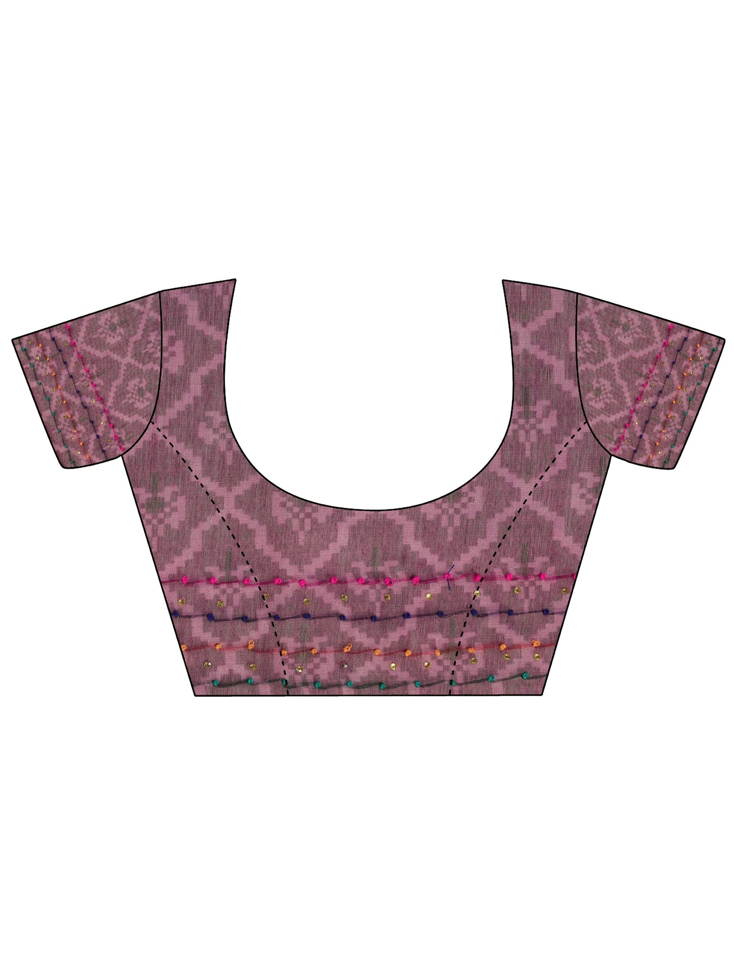 Lavender Printed Silk Saree With Unstitched Blouse Piece