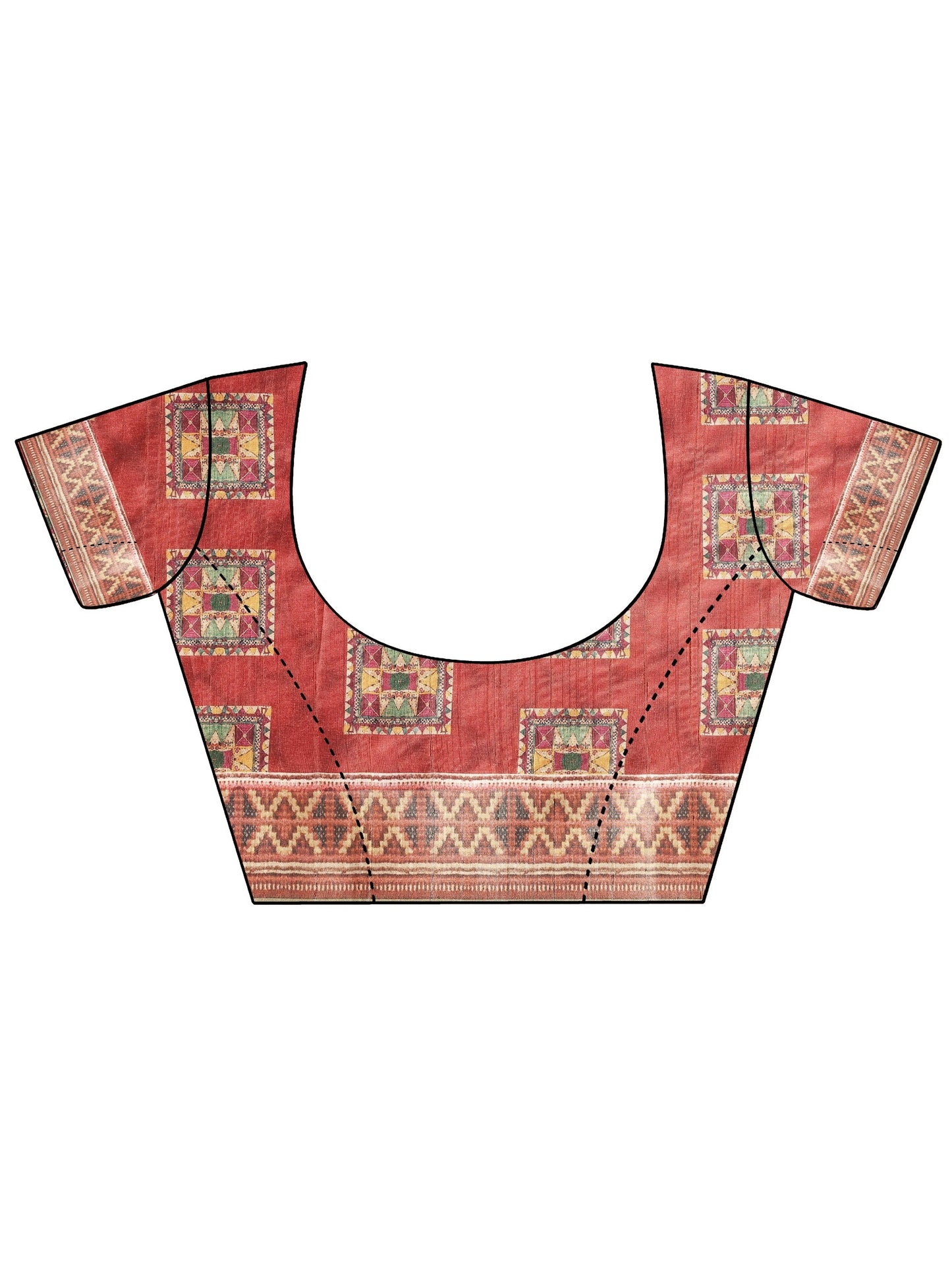 Green Printed Silk Blend Saree With Unstitched Blouse Piece