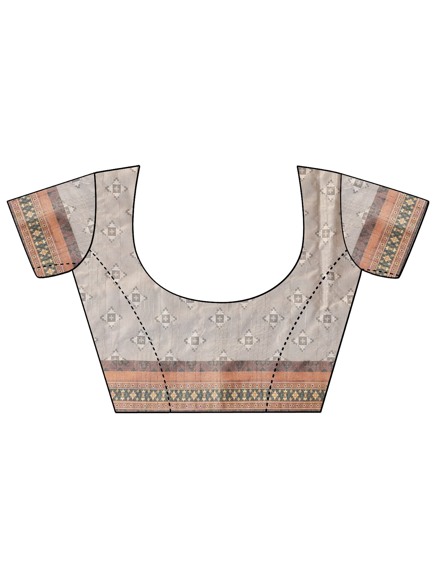 Lavender Printed Silk Blend Saree With Unstitched Blouse Piece