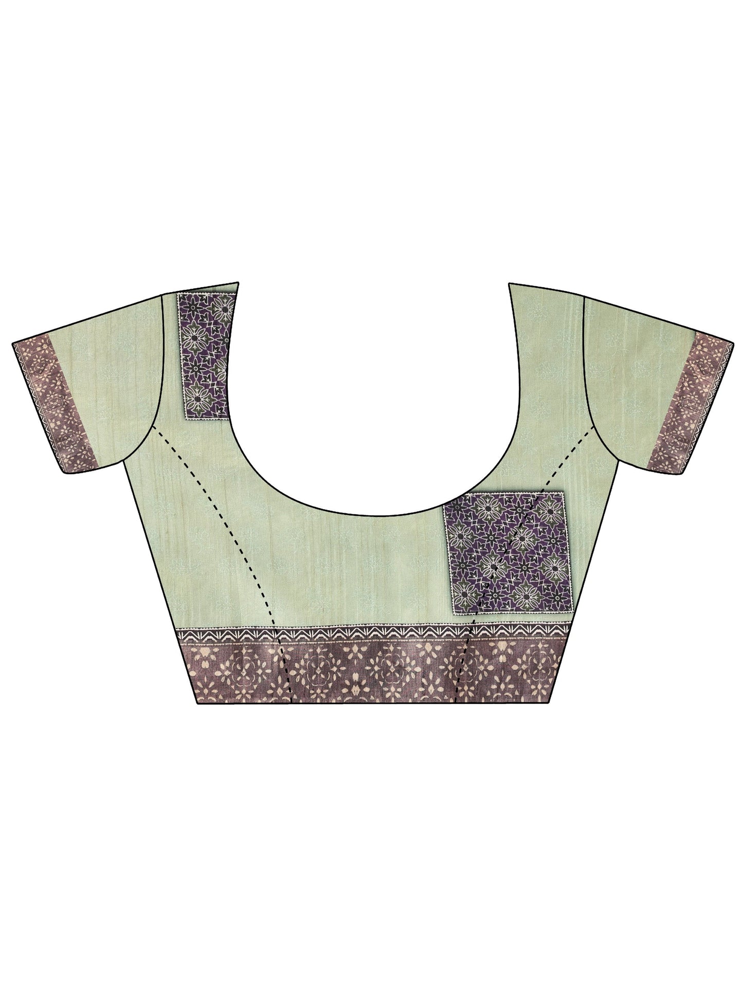 Green Printed Silk Blend Saree With Unstitched Blouse Piece