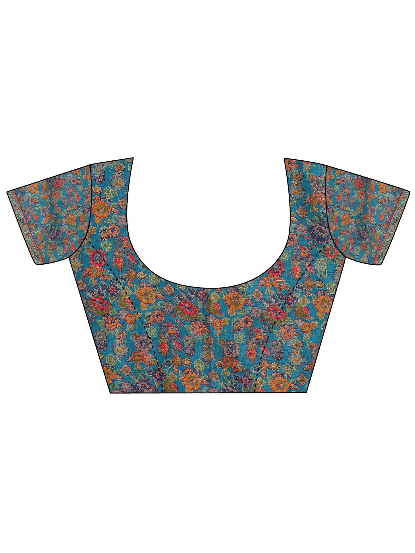 Mustard Printed Silk Blend Saree With Unstitched Blouse Piece