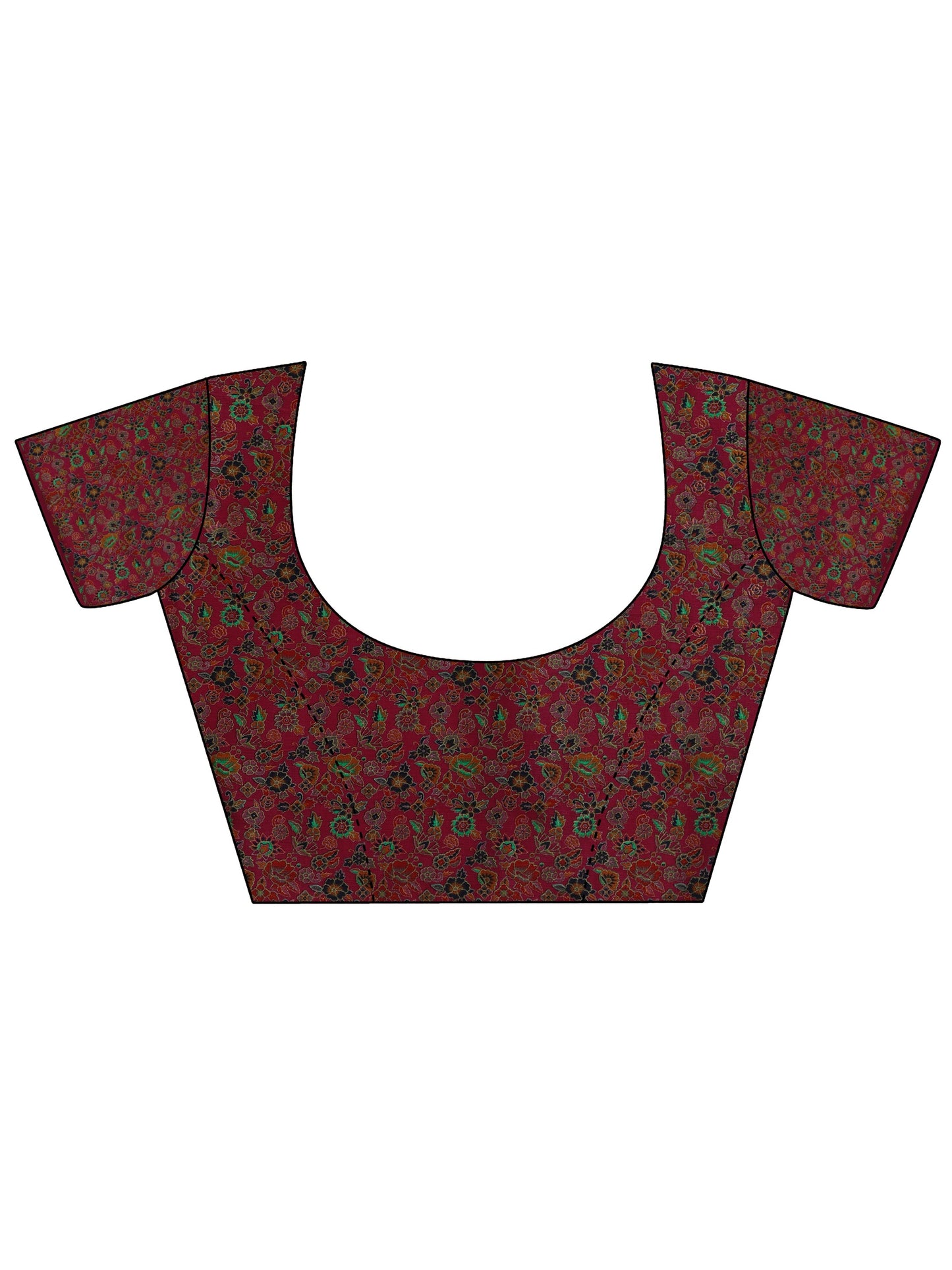 Navy Blue Printed Silk Blend Saree With Unstitched Blouse Piece