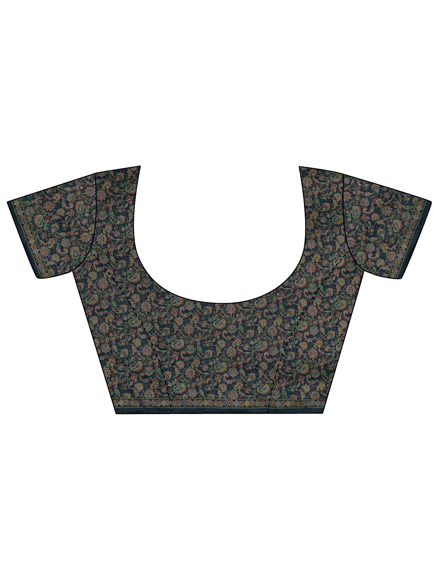 Purple Printed Silk Blend Saree With Unstitched Blouse Piece