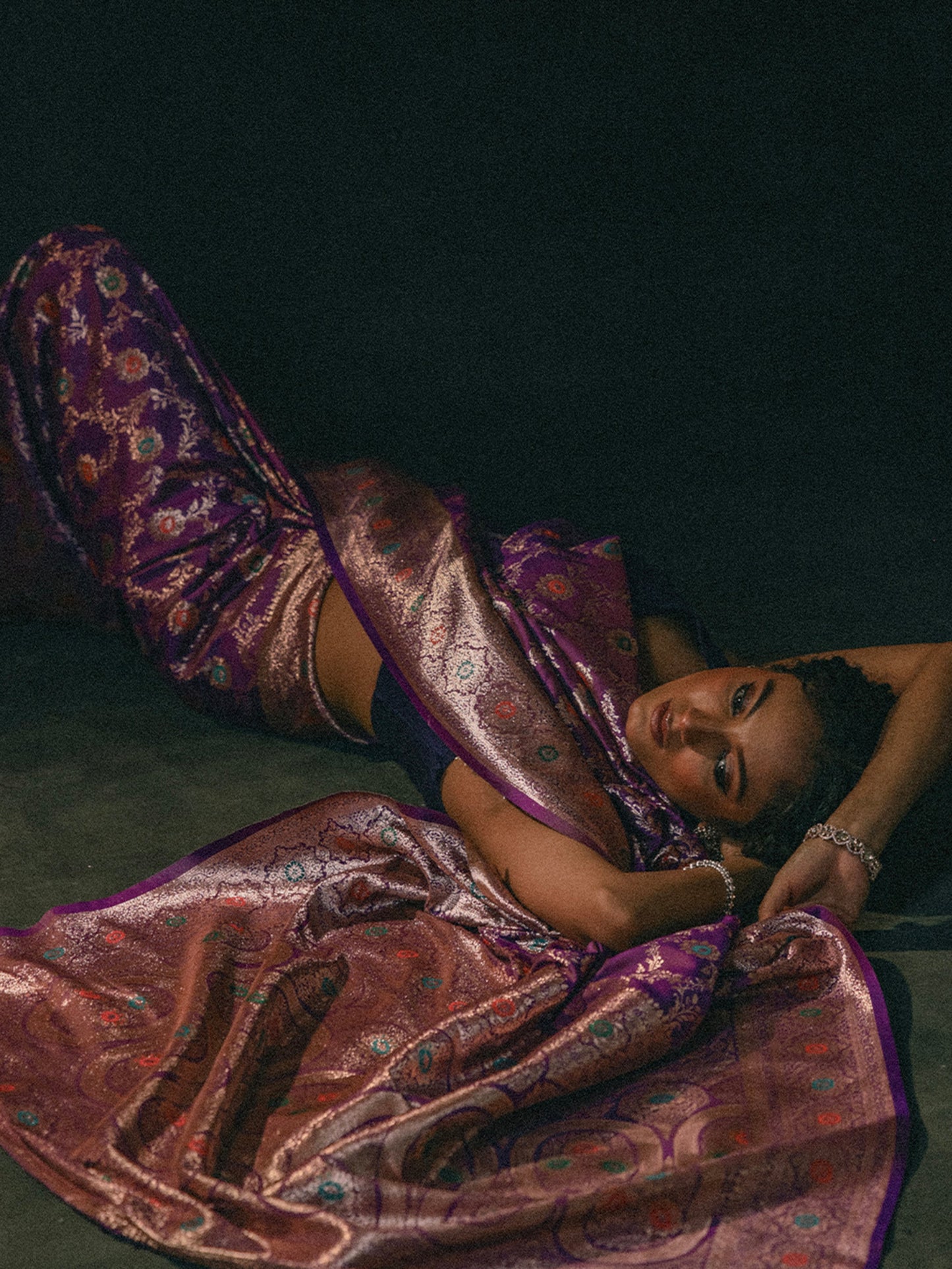 Purple Woven Design Banarasi Silk Blend Saree With Unstitched Blouse Piece