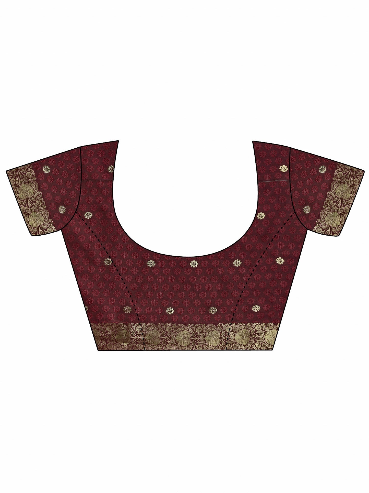 Maroon Woven Design Silk Blend Saree With Unstitched Blouse Piece