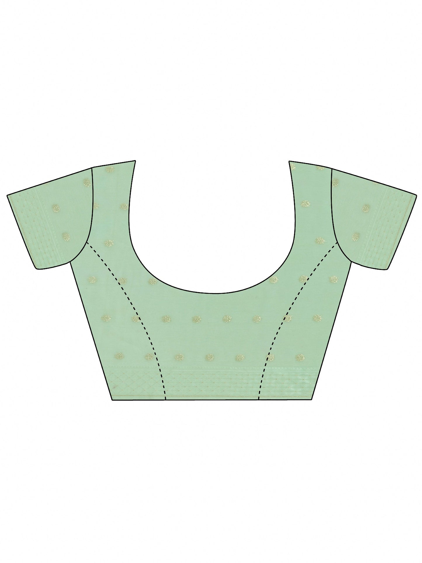 Green Printed Chanderi Saree With Unstitched Blouse Piece