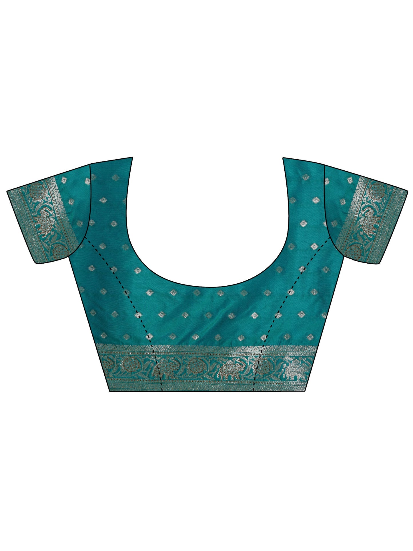 Teal Woven Design Silk Blend Sarees With Unstitched Blouse Piece