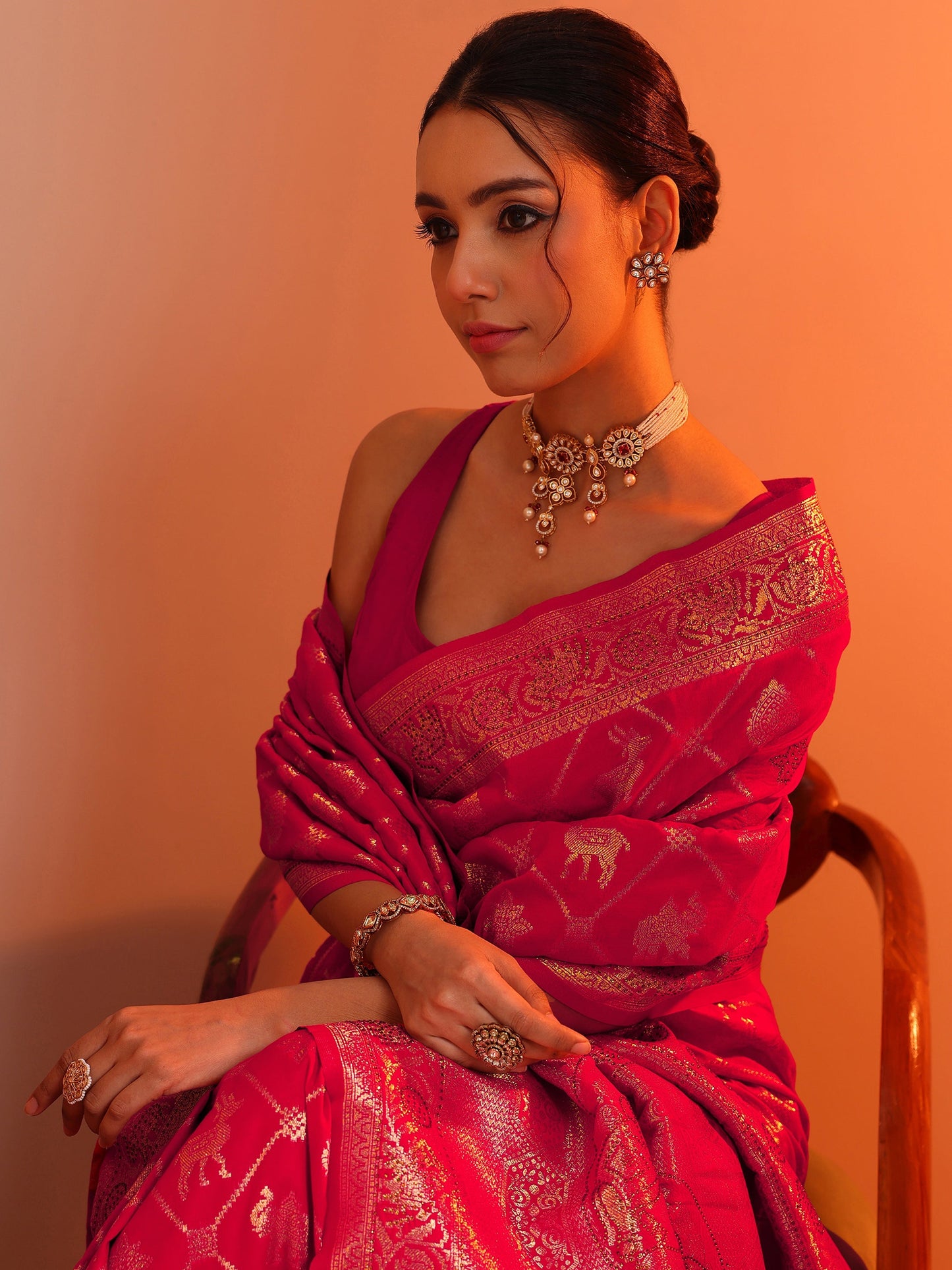 Pink Woven Design Banarasi Silk Blend Saree With Unstitched Blouse Piece