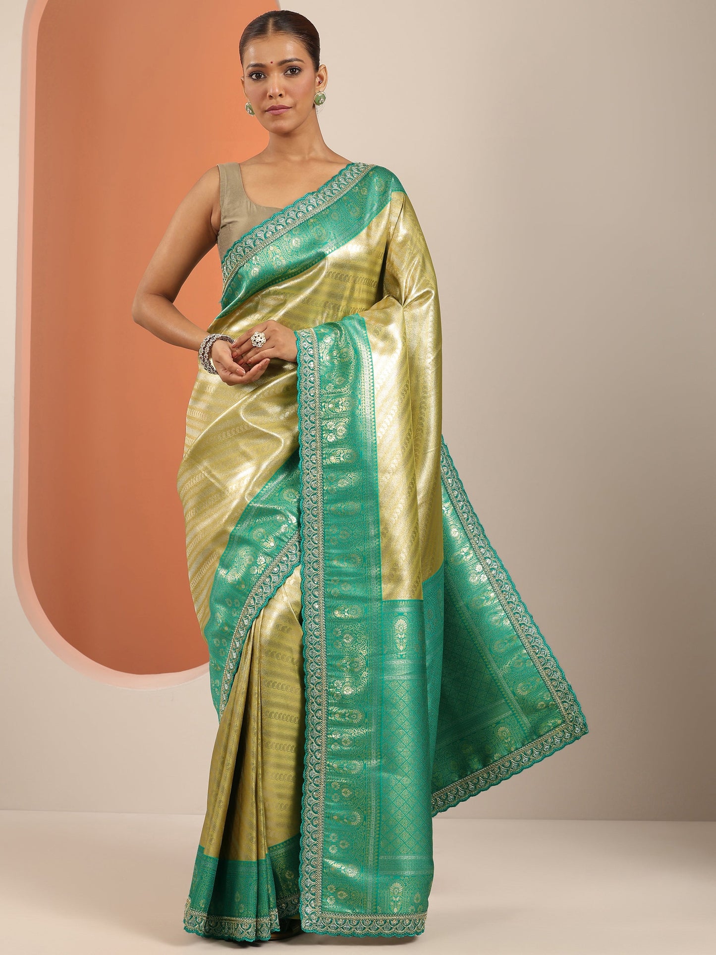 Yellow Woven Design Banarasi Silk Blend Saree With Unstitched Blouse Piece
