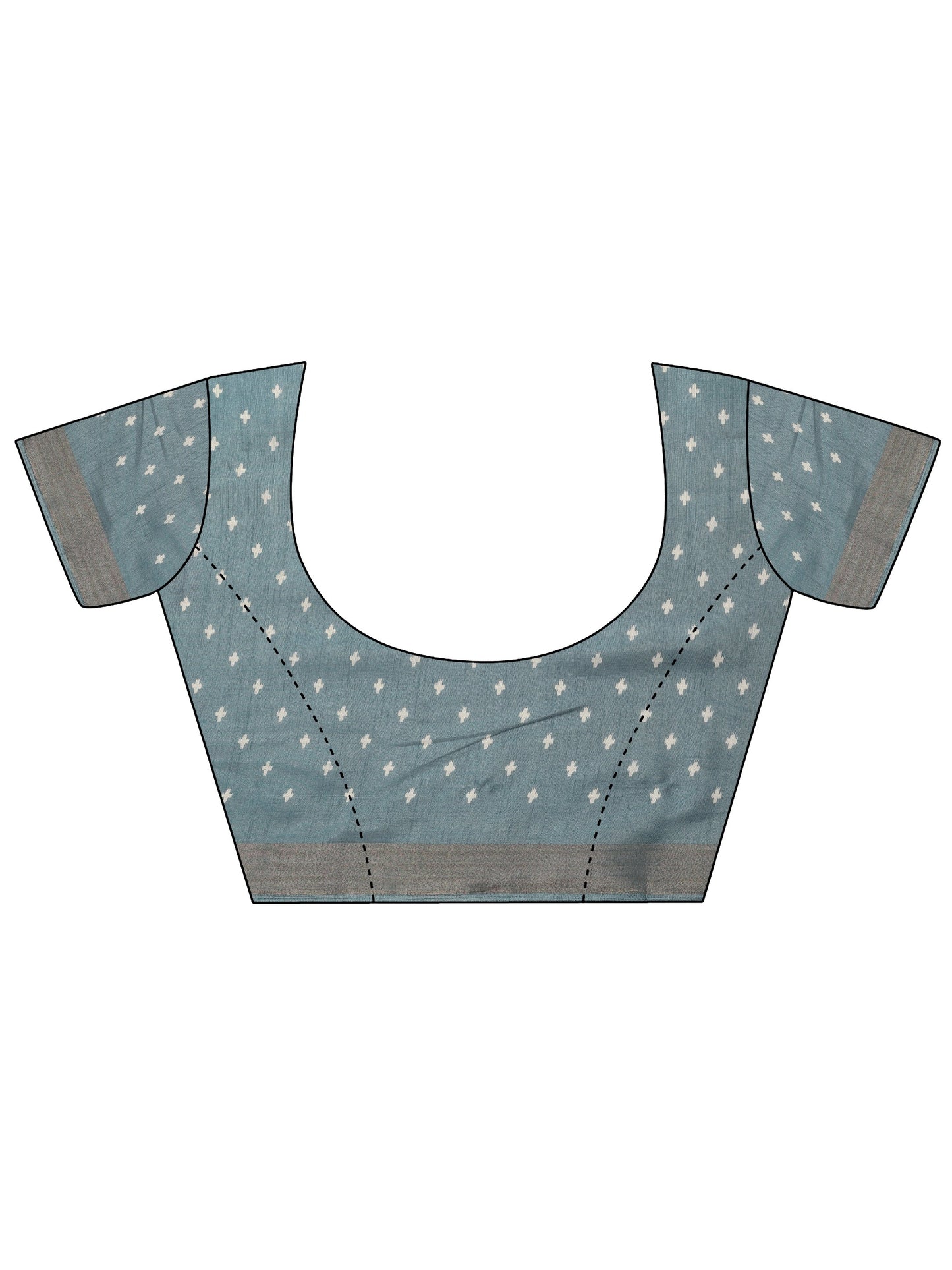 Blue Printed Silk Blend Saree With Unstitched Blouse Piece