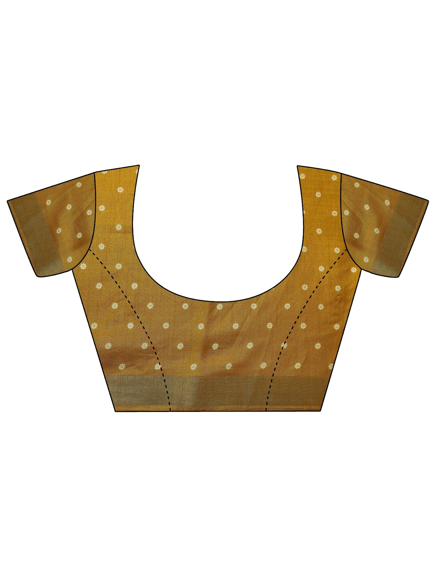 Mustard Printed Silk Blend Saree With Unstitched Blouse Piece