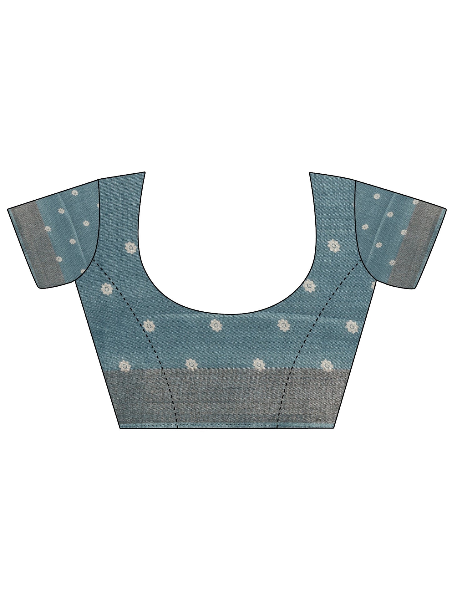 Blue Printed Silk Blend Saree With Unstitched Blouse Piece