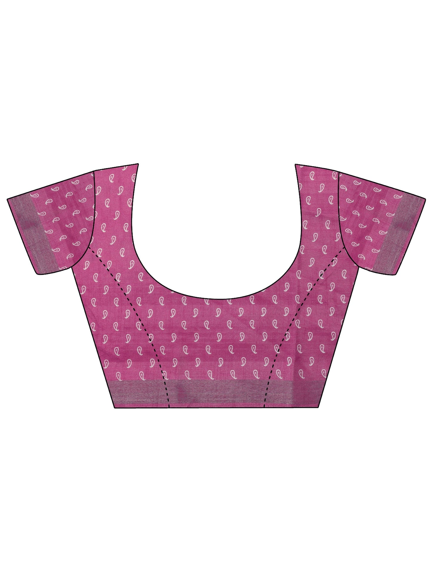 Pink Printed Silk Blend Saree With Unstitched Blouse Piece