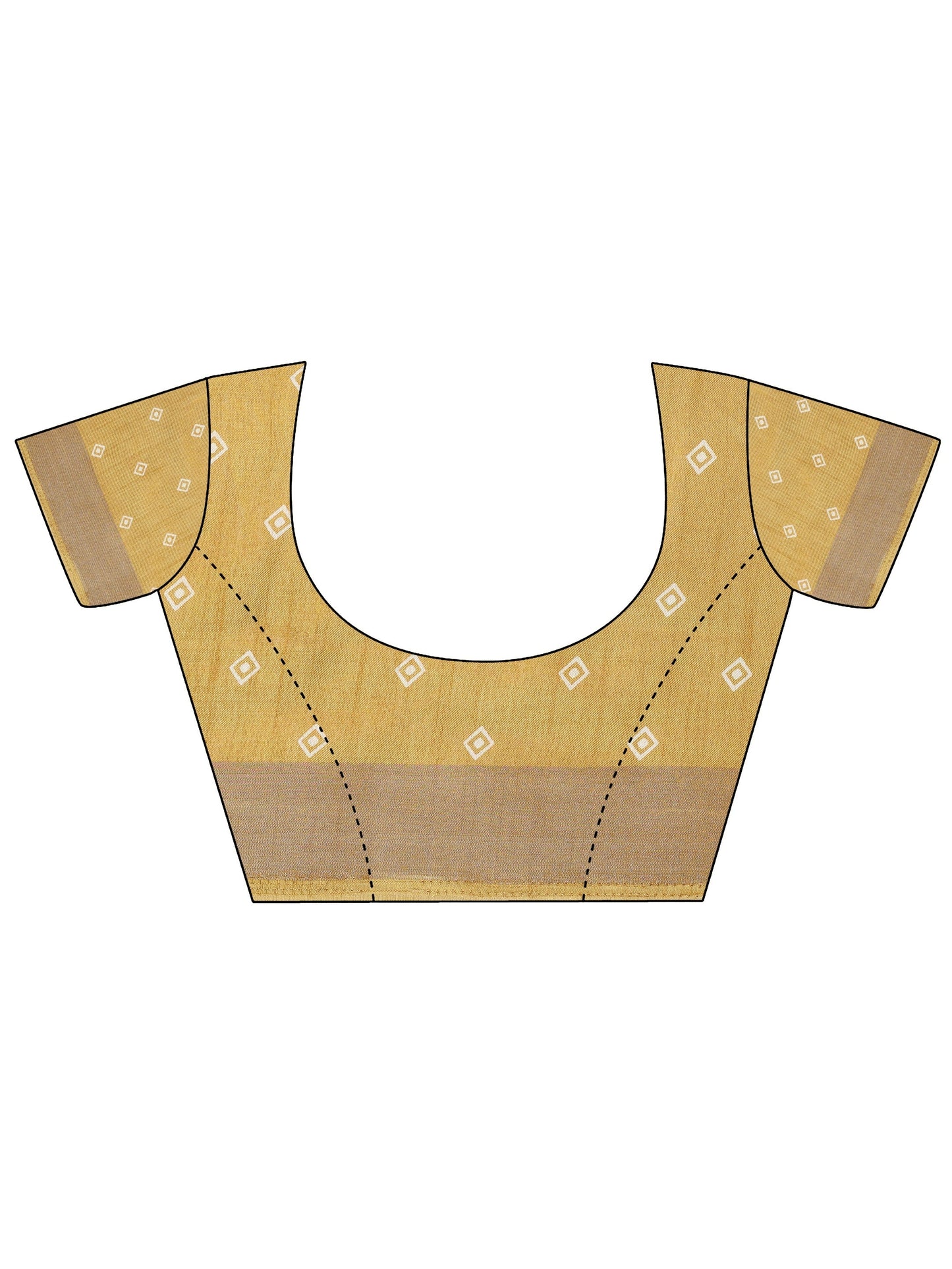 Mustard Printed Silk Blend Saree With Unstitched Blouse Piece