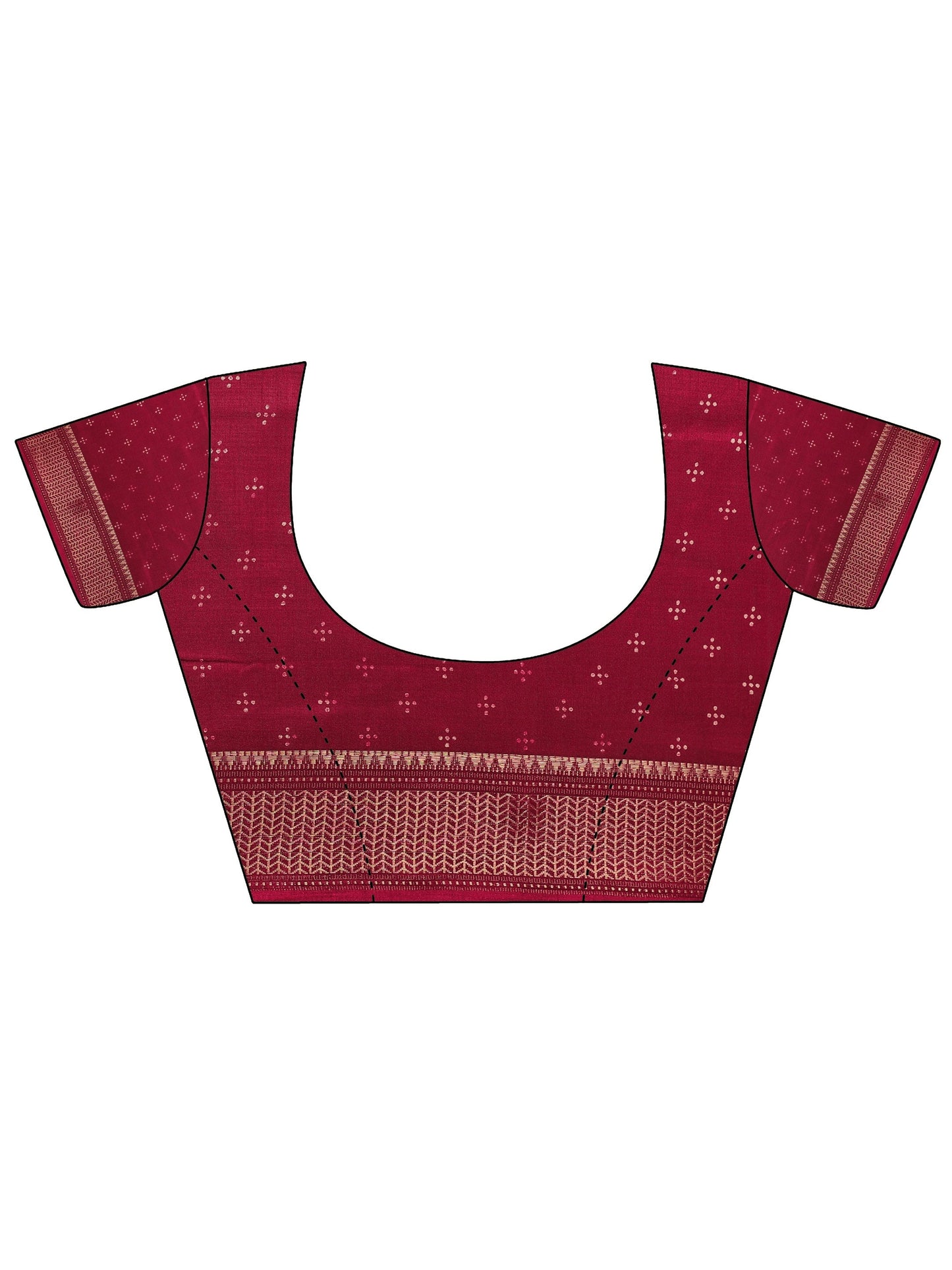 Red Printed Silk Blend Saree With Unstitched Blouse Piece