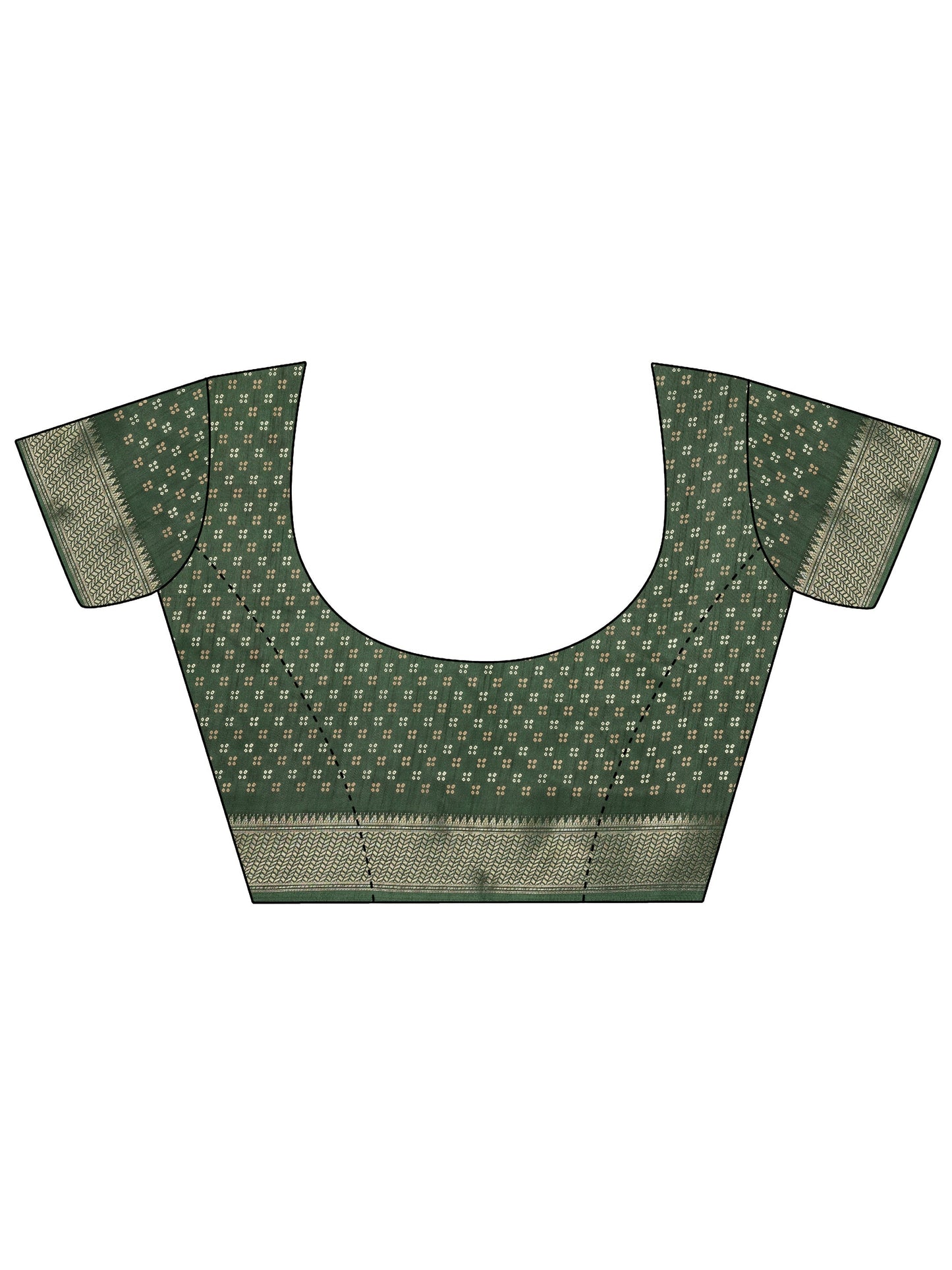 Green Printed Silk Blend Saree With Unstitched Blouse Piece