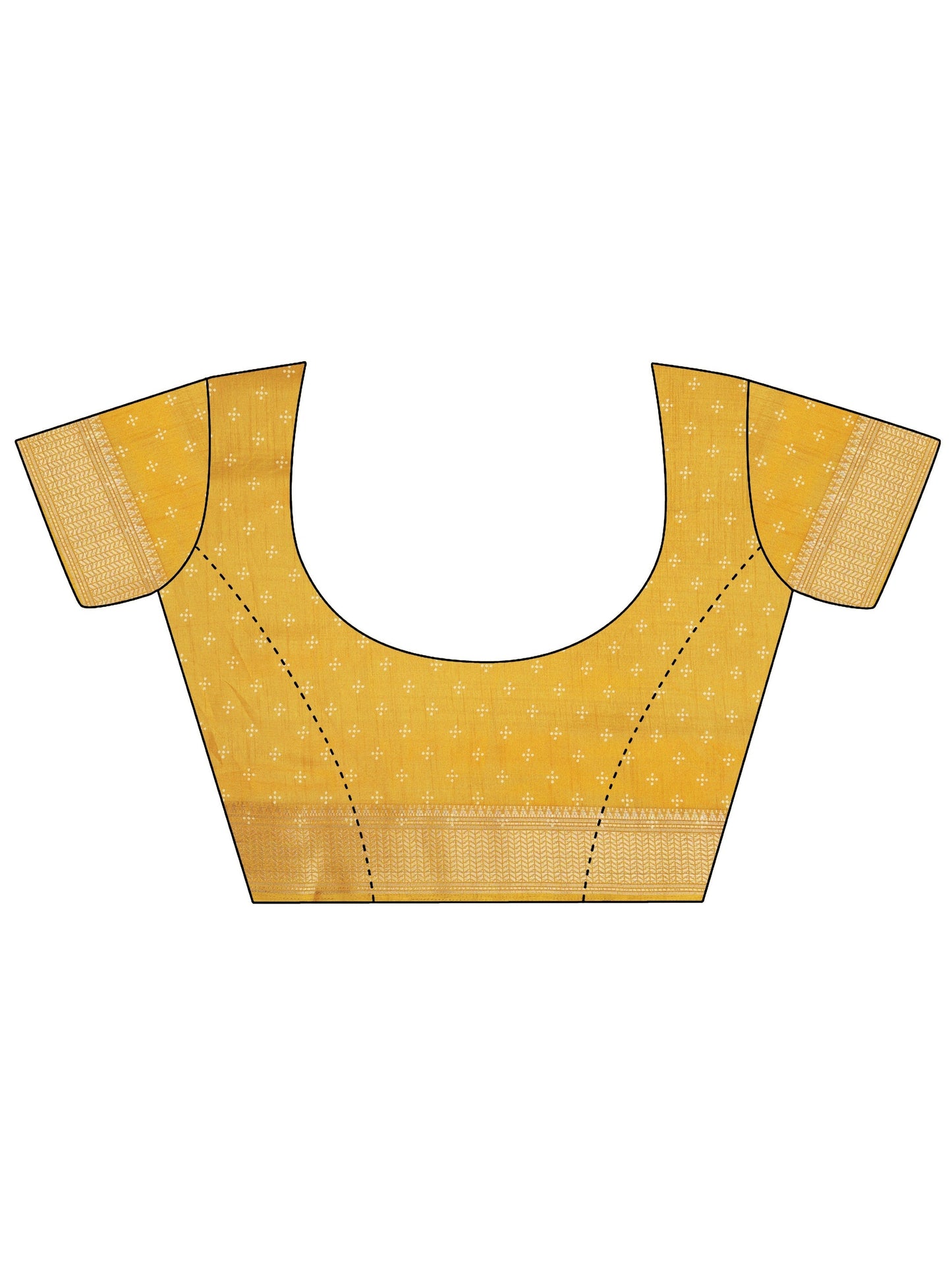 Mustard Printed Silk Blend Saree With Unstitched Blouse Piece