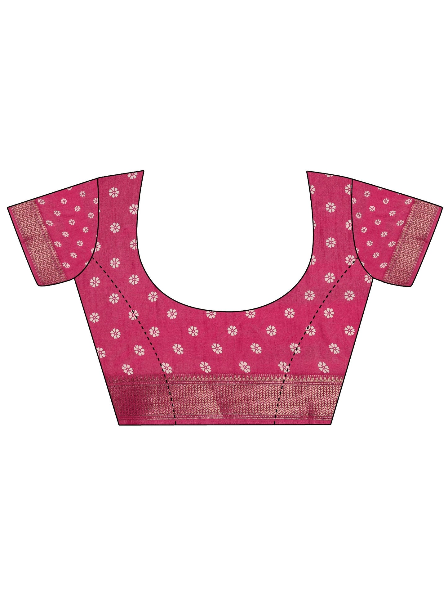 Magenta Printed Silk Blend Saree With Unstitched Blouse Piece