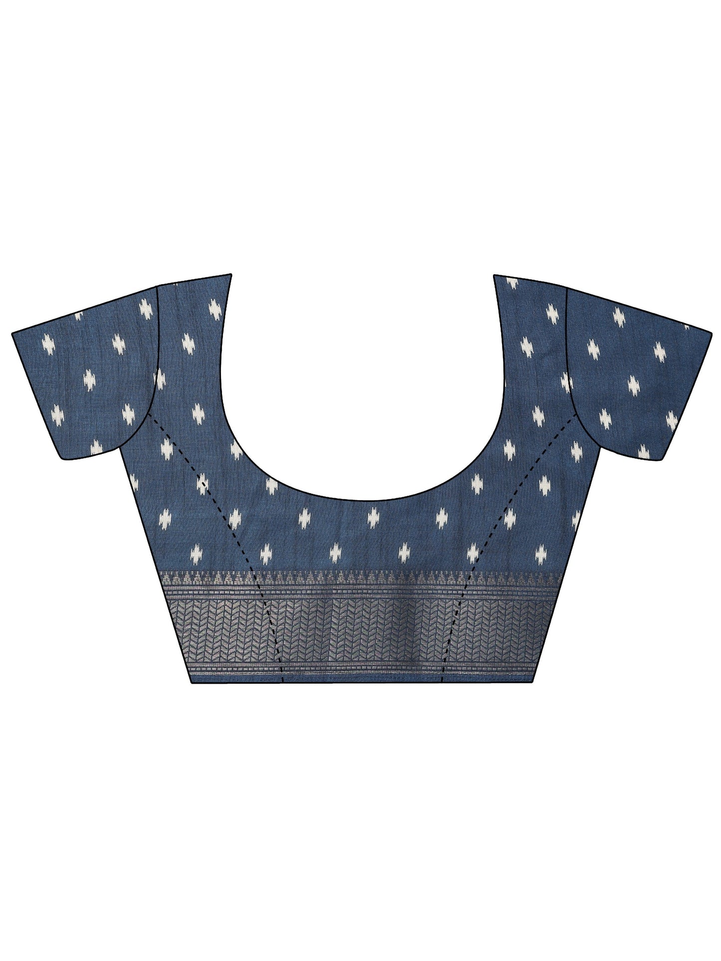 Blue Printed Silk Blend Saree With Unstitched Blouse Piece