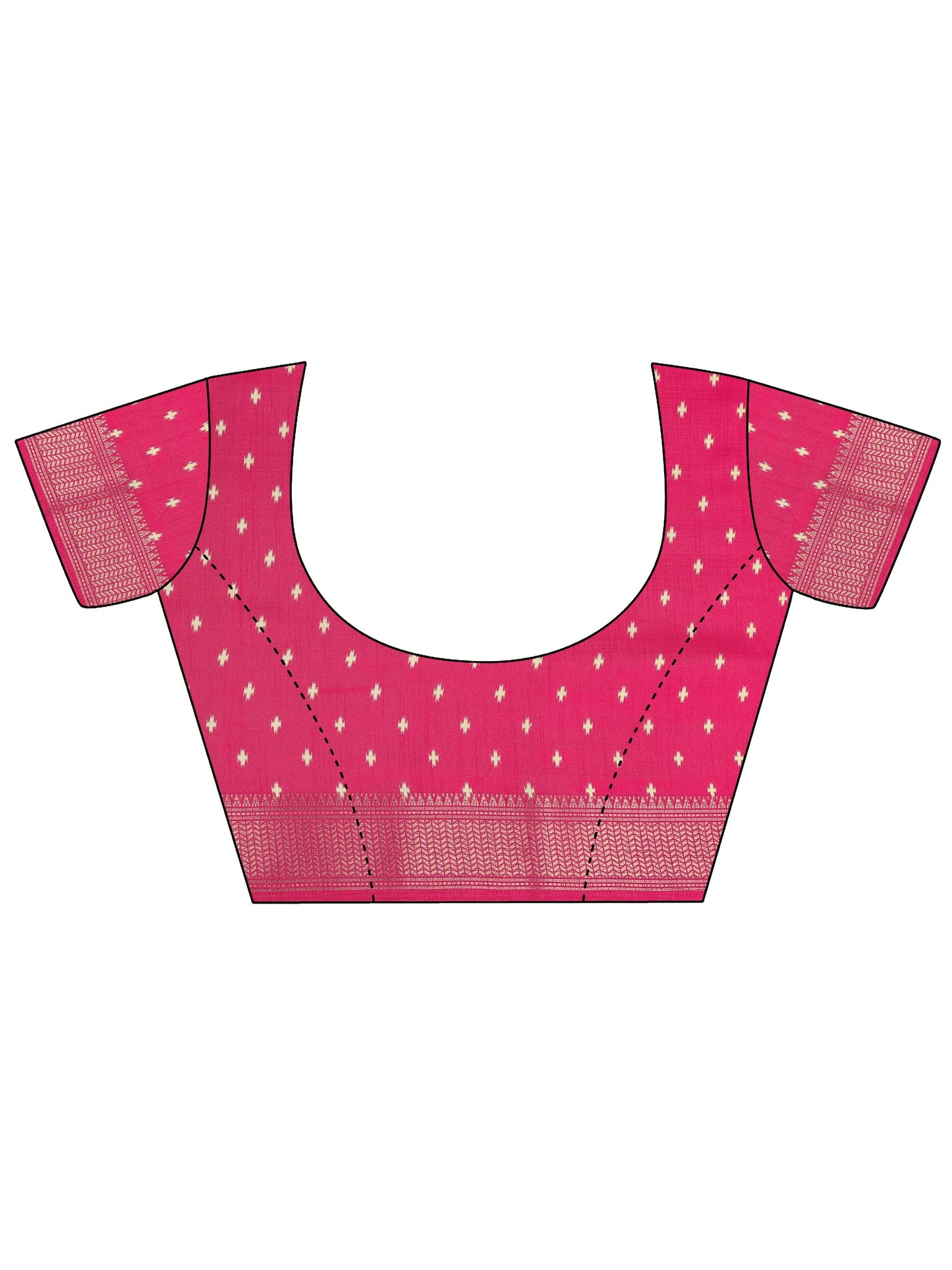 Pink Printed Silk Blend Saree With Unstitched Blouse Piece