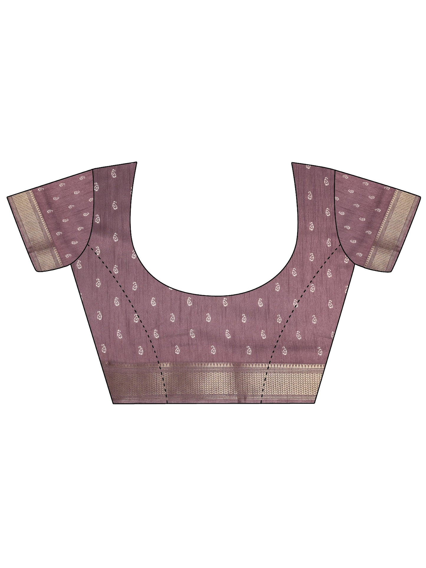 Mauve Printed Silk Blend Saree With Unstitched Blouse Piece