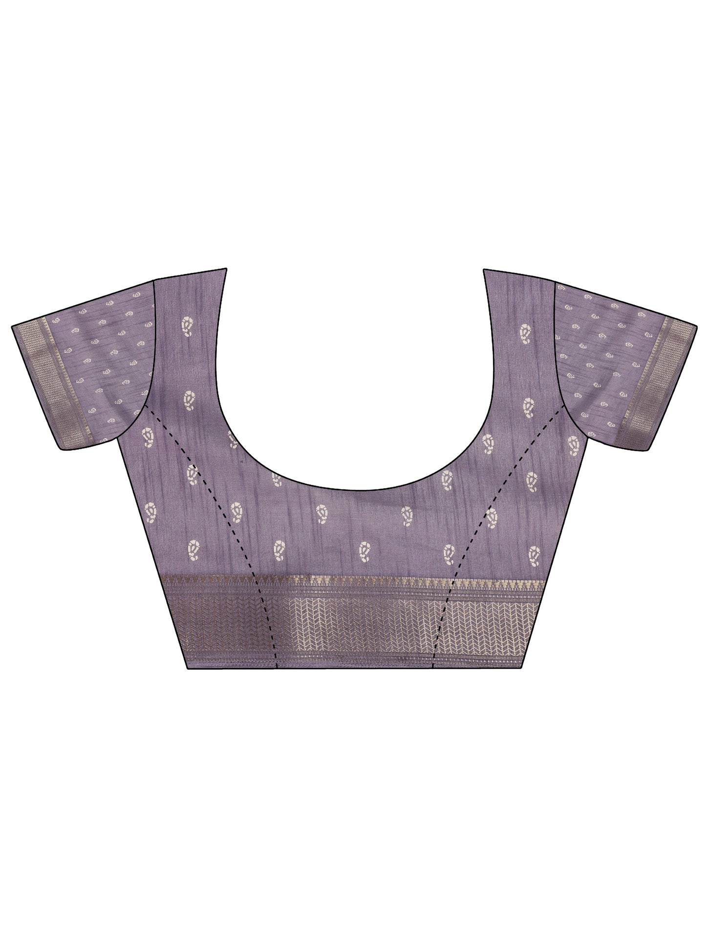 Lavender Printed Silk Blend Saree With Unstitched Blouse Piece