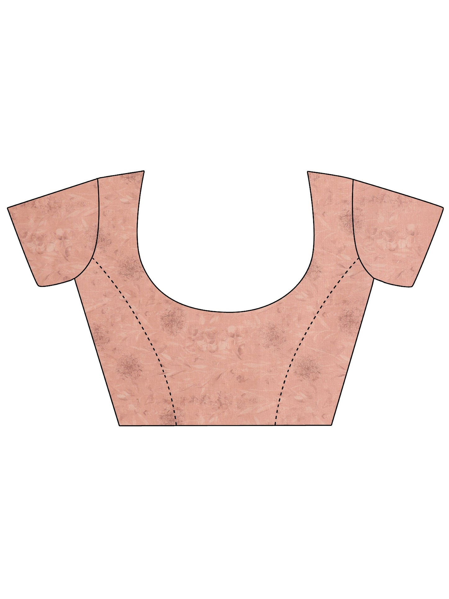 Peach Printed Silk Blend Saree With Unstitched Blouse Piece