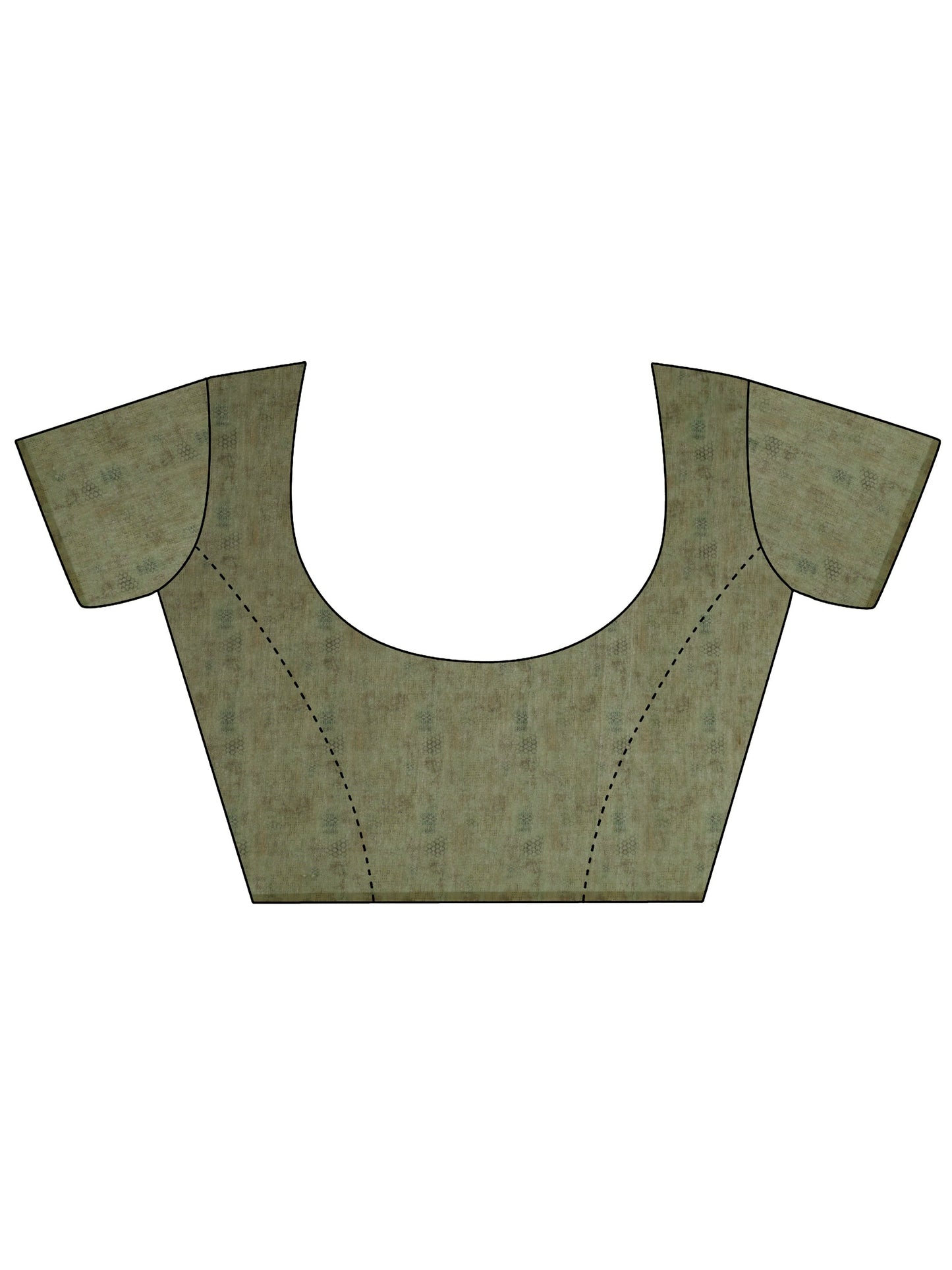 Green Printed Silk Blend Saree With Unstitched Blouse Piece