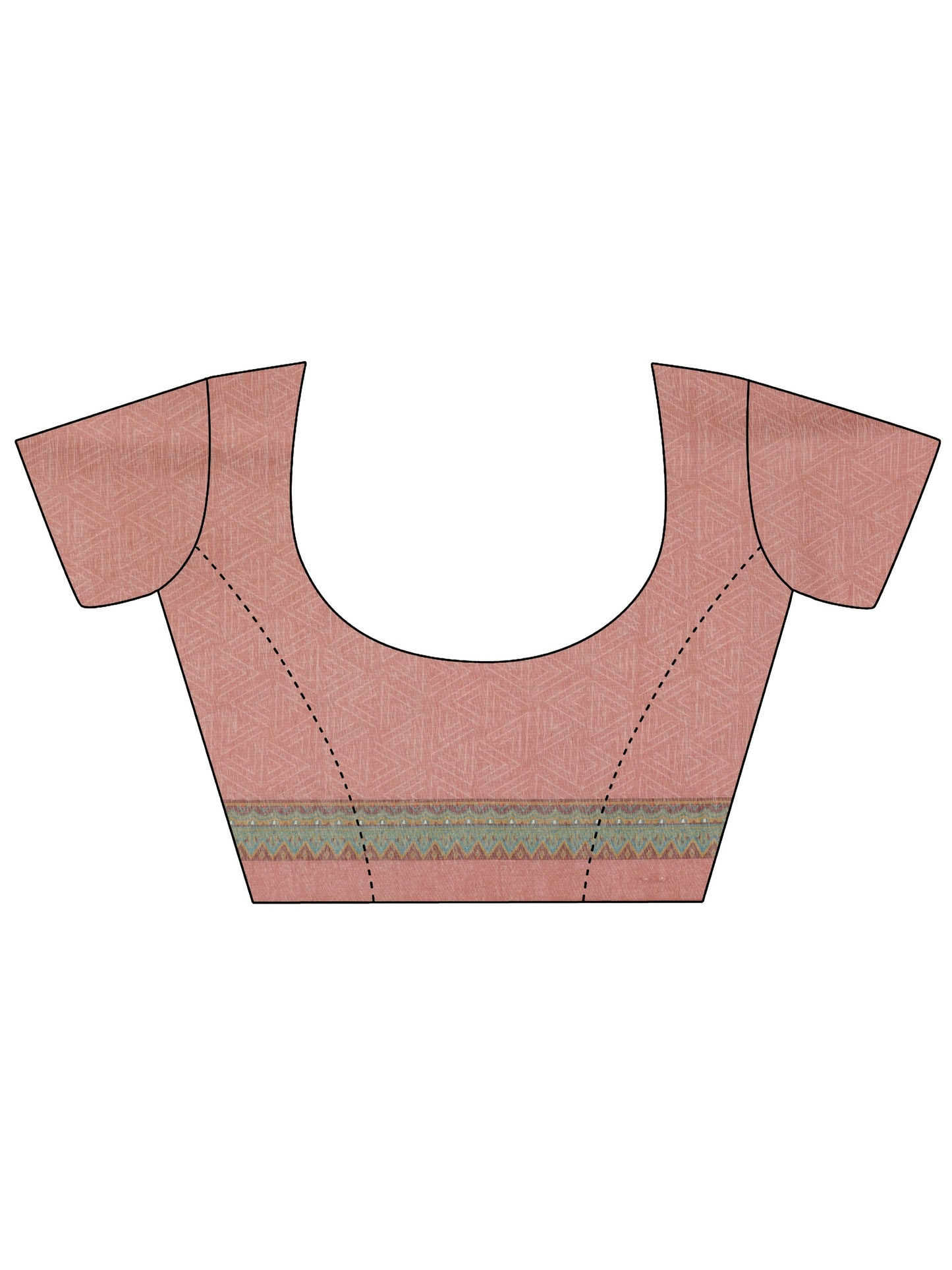 Peach Printed Silk Blend Saree With Unstitched Blouse Piece