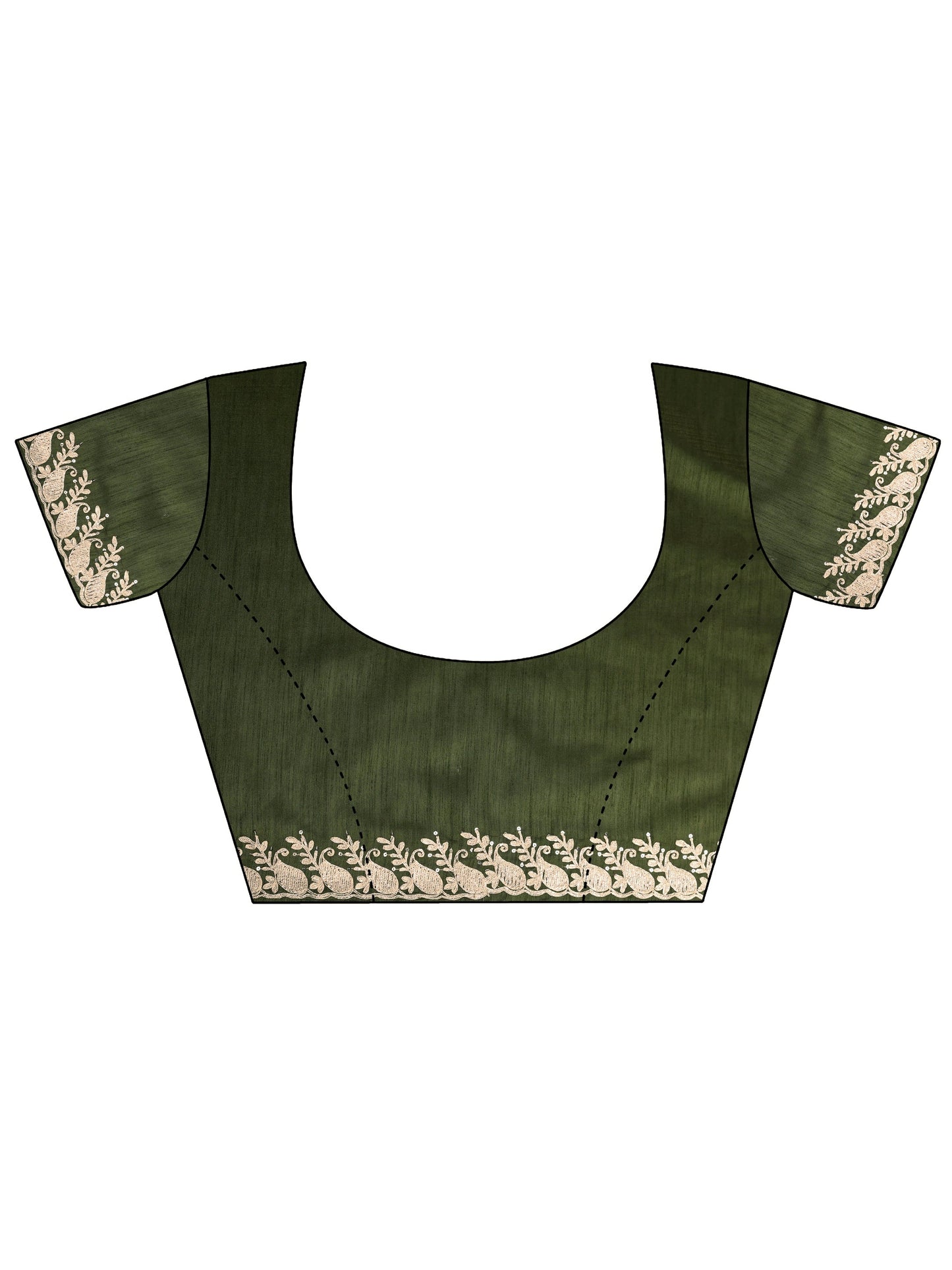 Green Embellished Silk Blend Saree With Unstitched Blouse Piece