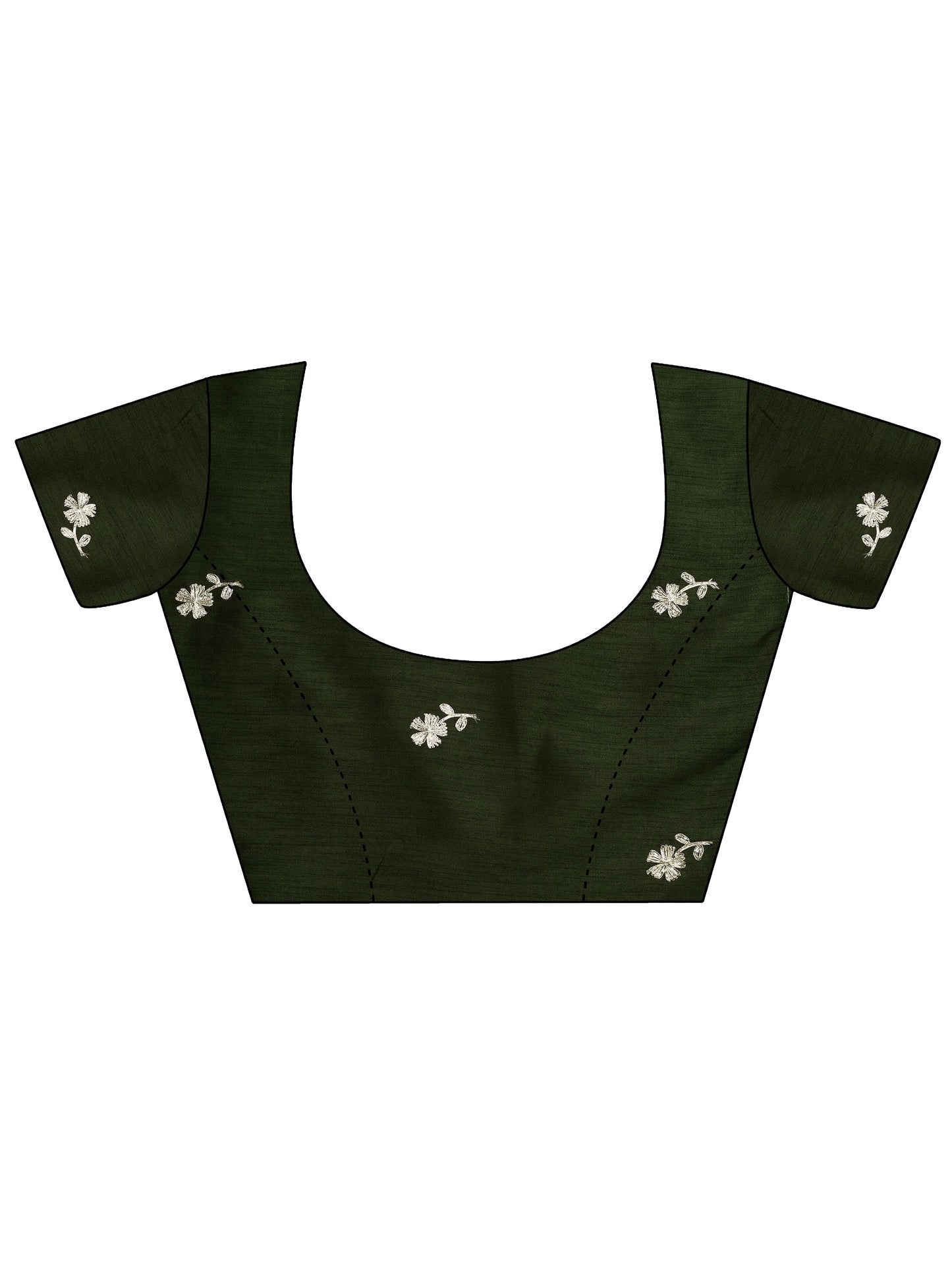 Olive Bandhani Printed Chinon Saree With Unstitched Blouse Piece