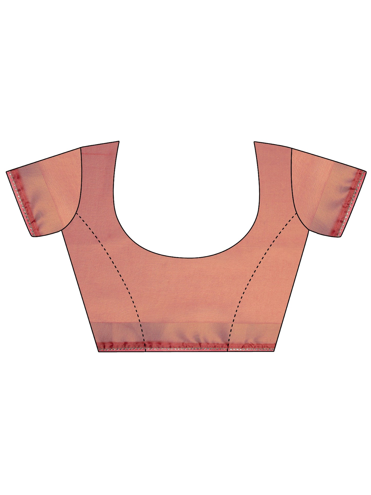 Peach Embellished Nylon Saree With Unstitched Blouse Piece