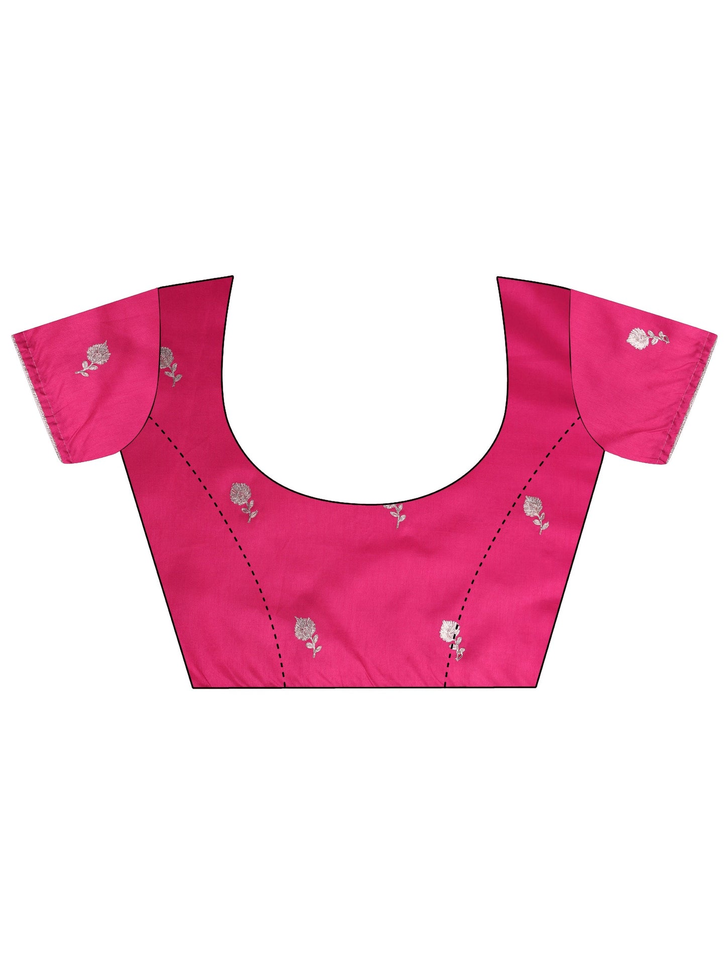 Pink Printed Chinon Saree With Unstitched Blouse Piece