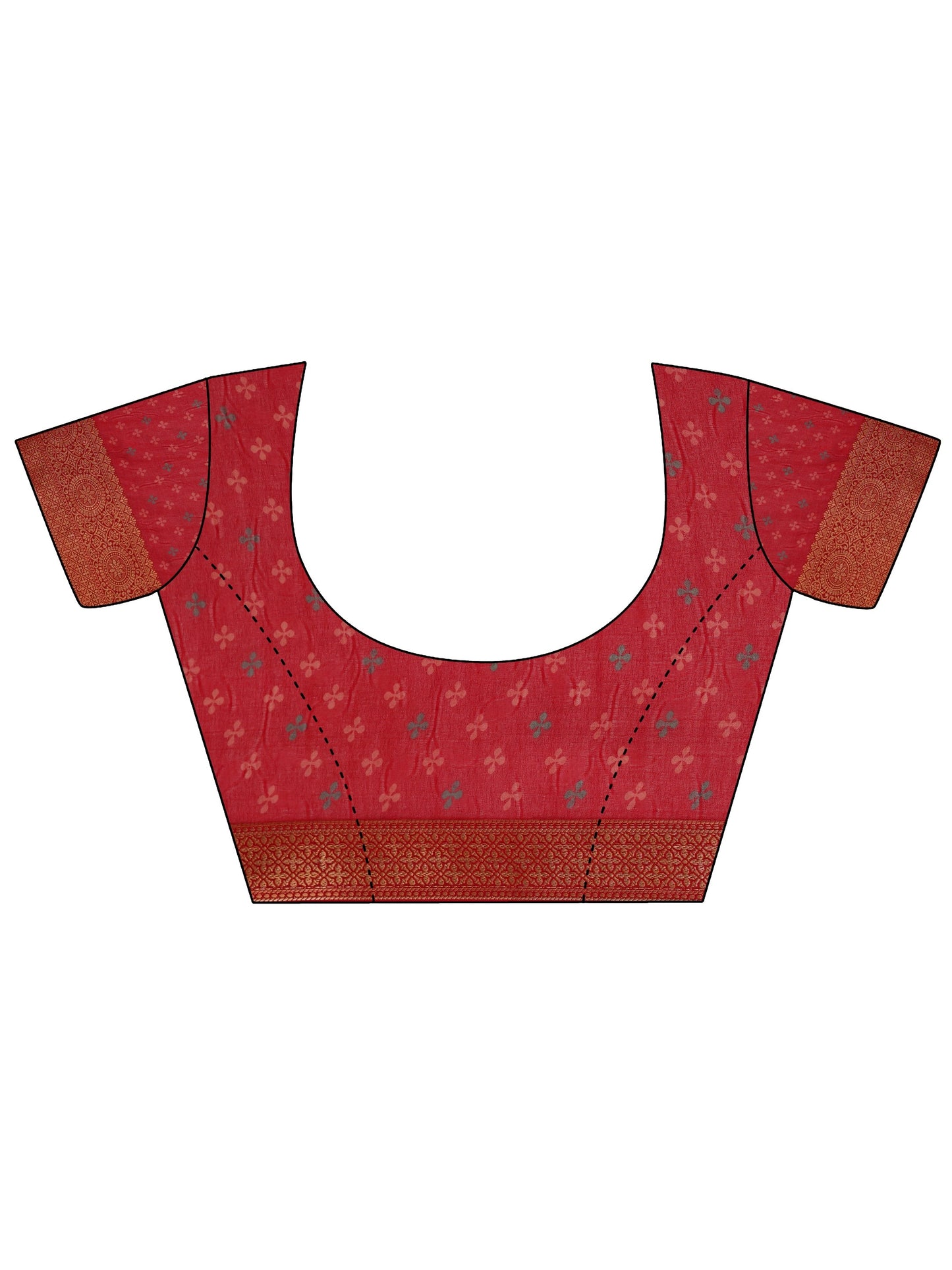 Red Printed Georgette Saree With Unstitched Blouse Piece